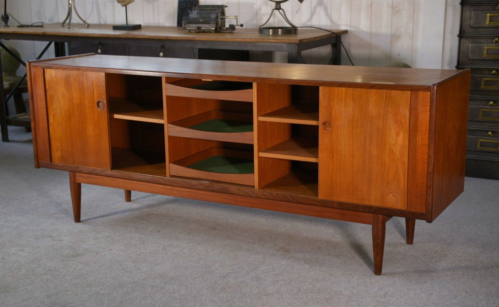 Scandinavian Teak Sliding Door Row By Svend Aage Larsen 1960's photo furniture