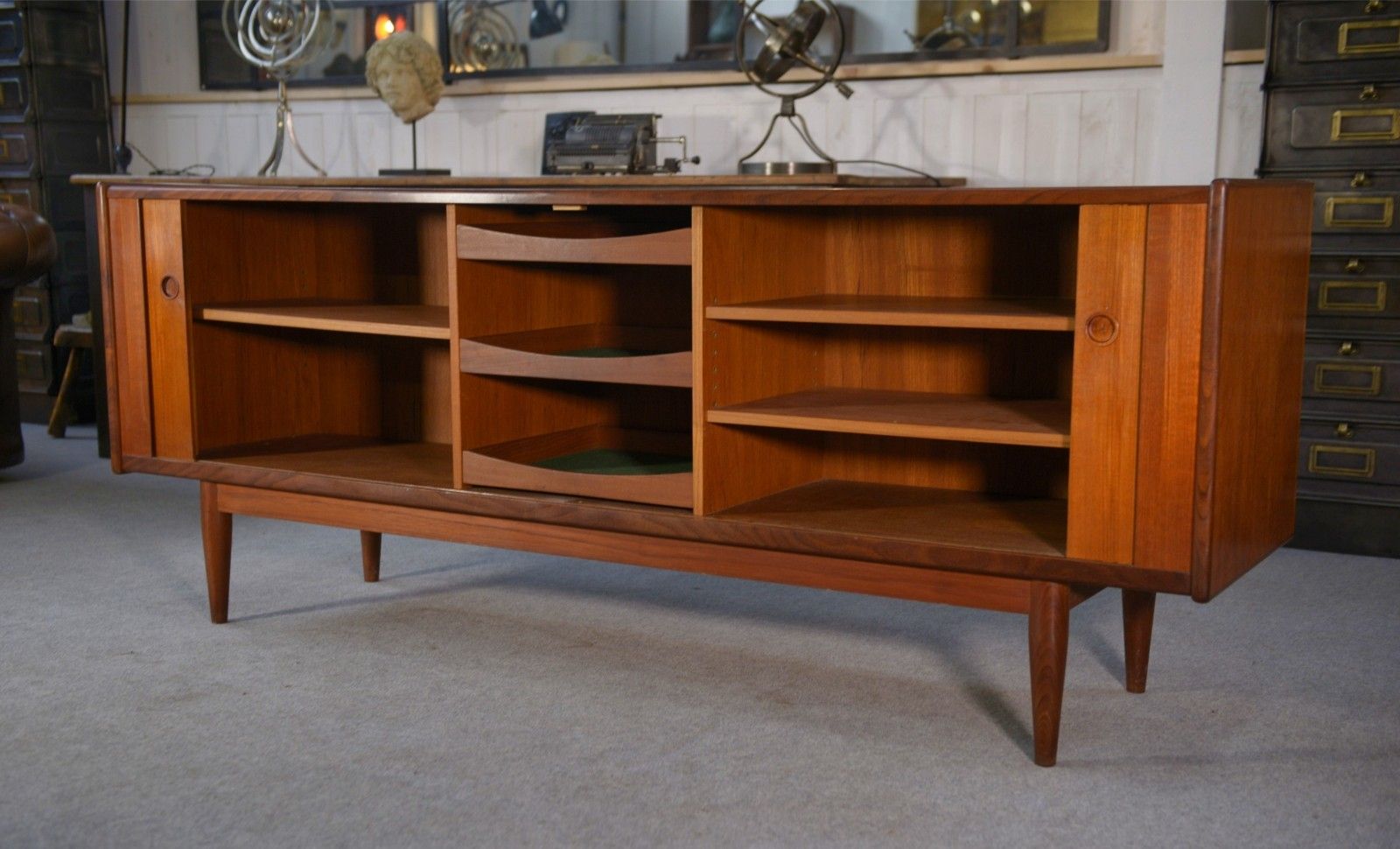 photo furniture Scandinavian Teak Sliding Door Row By Svend Aage Larsen 1960's