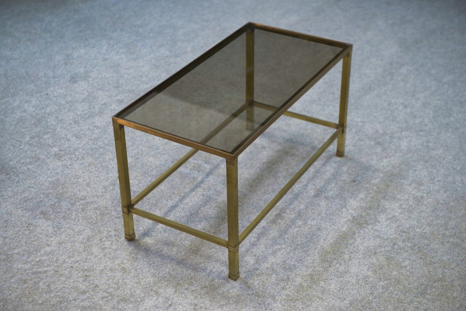 1950's Brass And Smoked Glass Coffee Table photo for sale