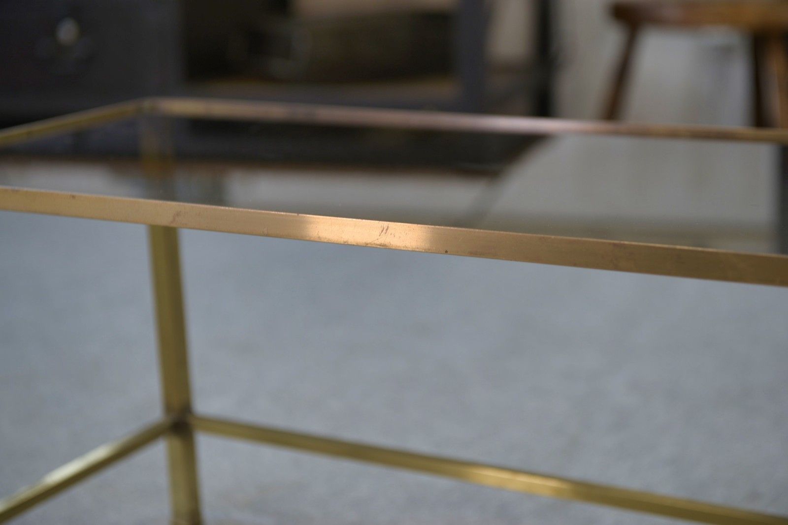 1950's Brass And Smoked Glass Coffee Table photo Furniture
