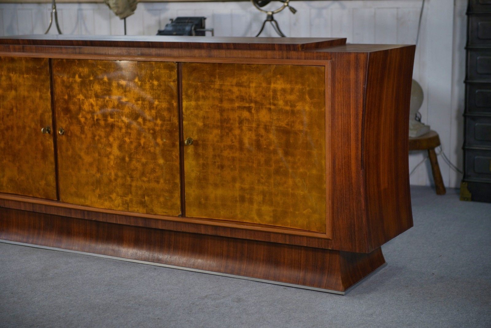 Maison Dominique Rosewood Art Deco Sideboard And Gold Leaf Door photo vintage