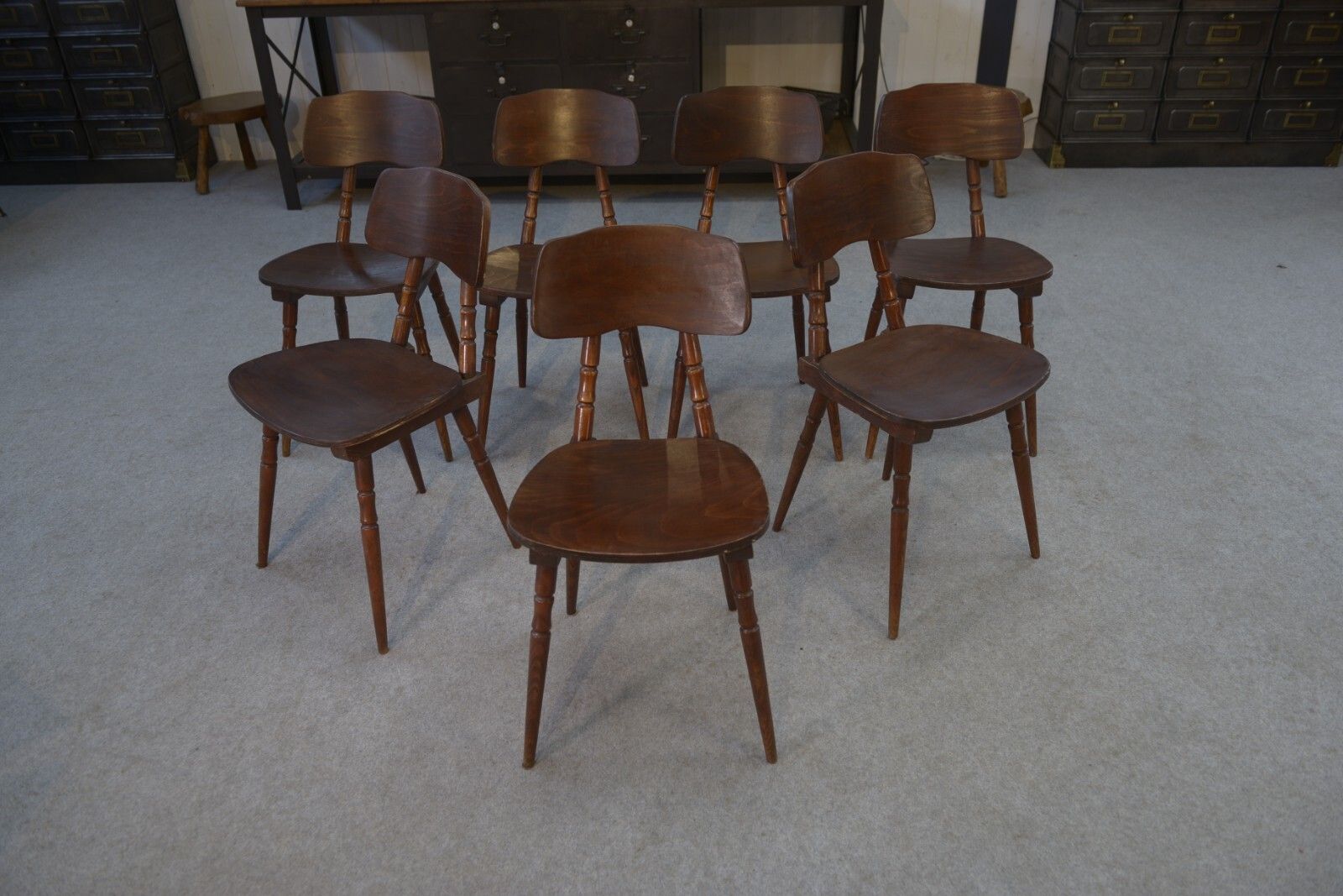 Set Of 7 Oak And Beech Plywood Chairs photo furniture