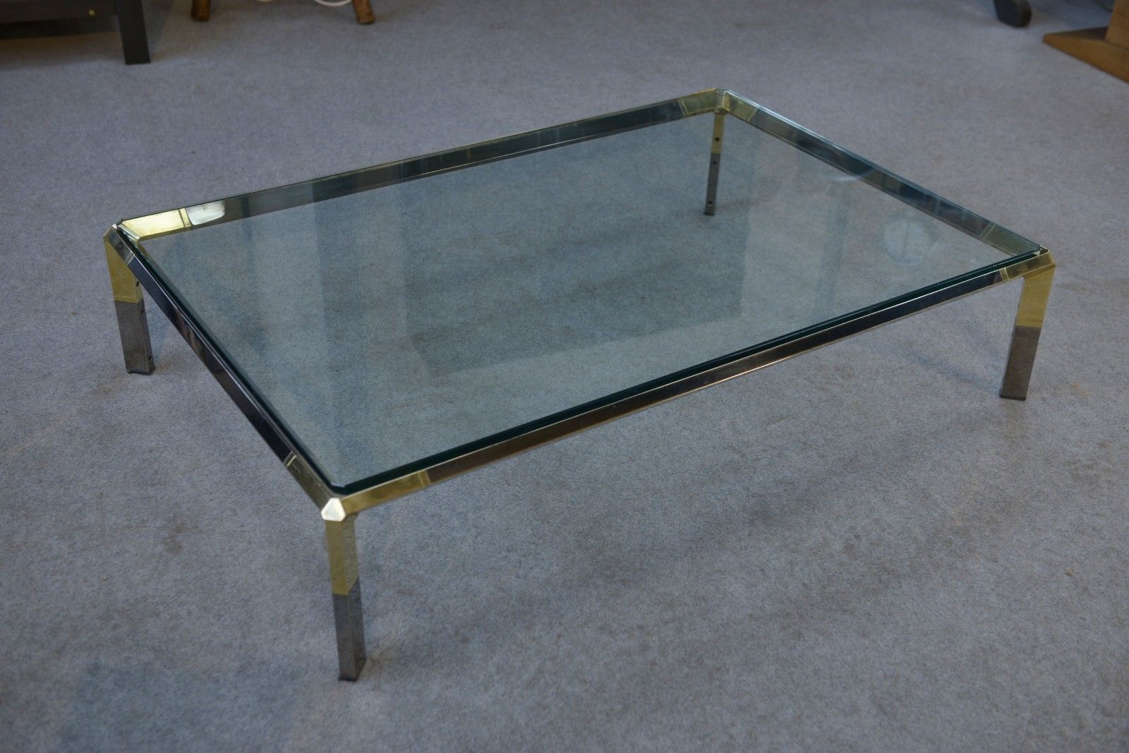 Glass And Chrome Metal Coffee Table By Philippe Parent France 1970's photo furniture