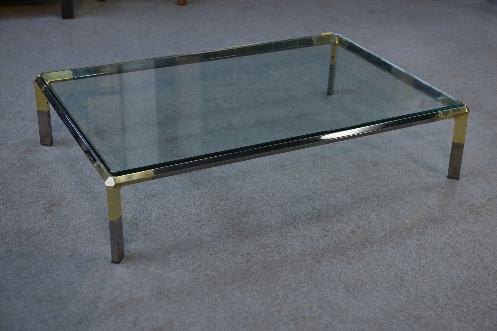 Glass And Chrome Metal Coffee Table By Philippe Parent France 1970's photo buy