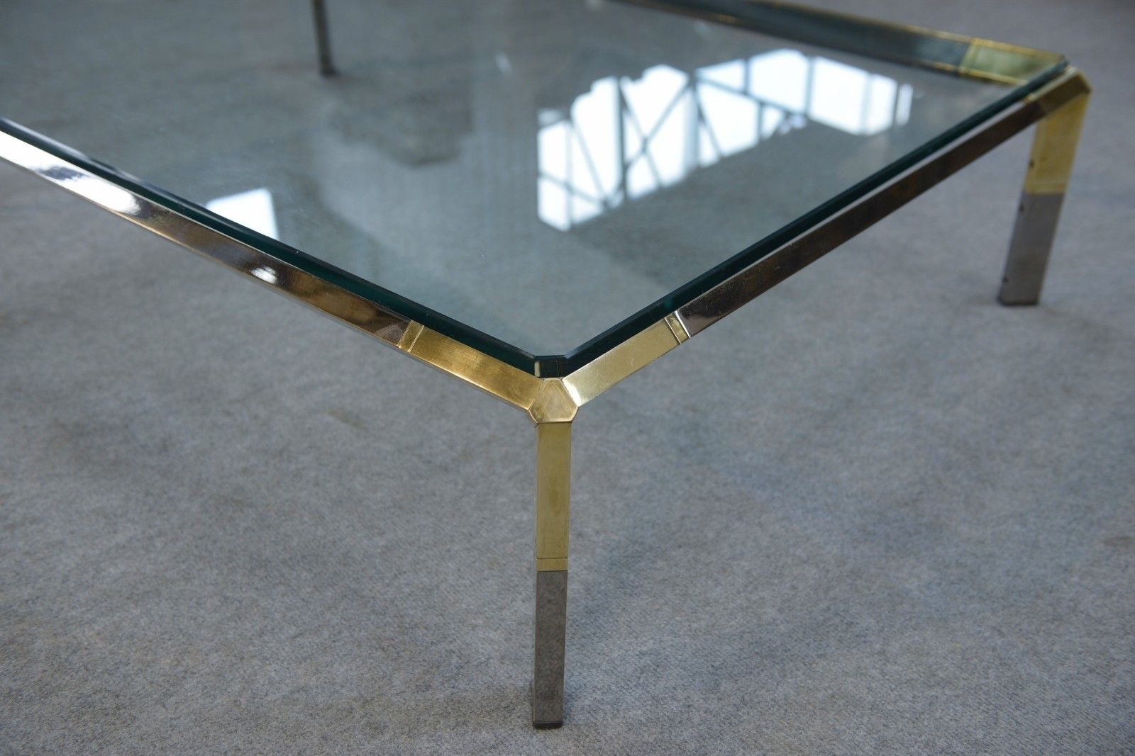 Glass And Chrome Metal Coffee Table By Philippe Parent France 1970's photo vintage