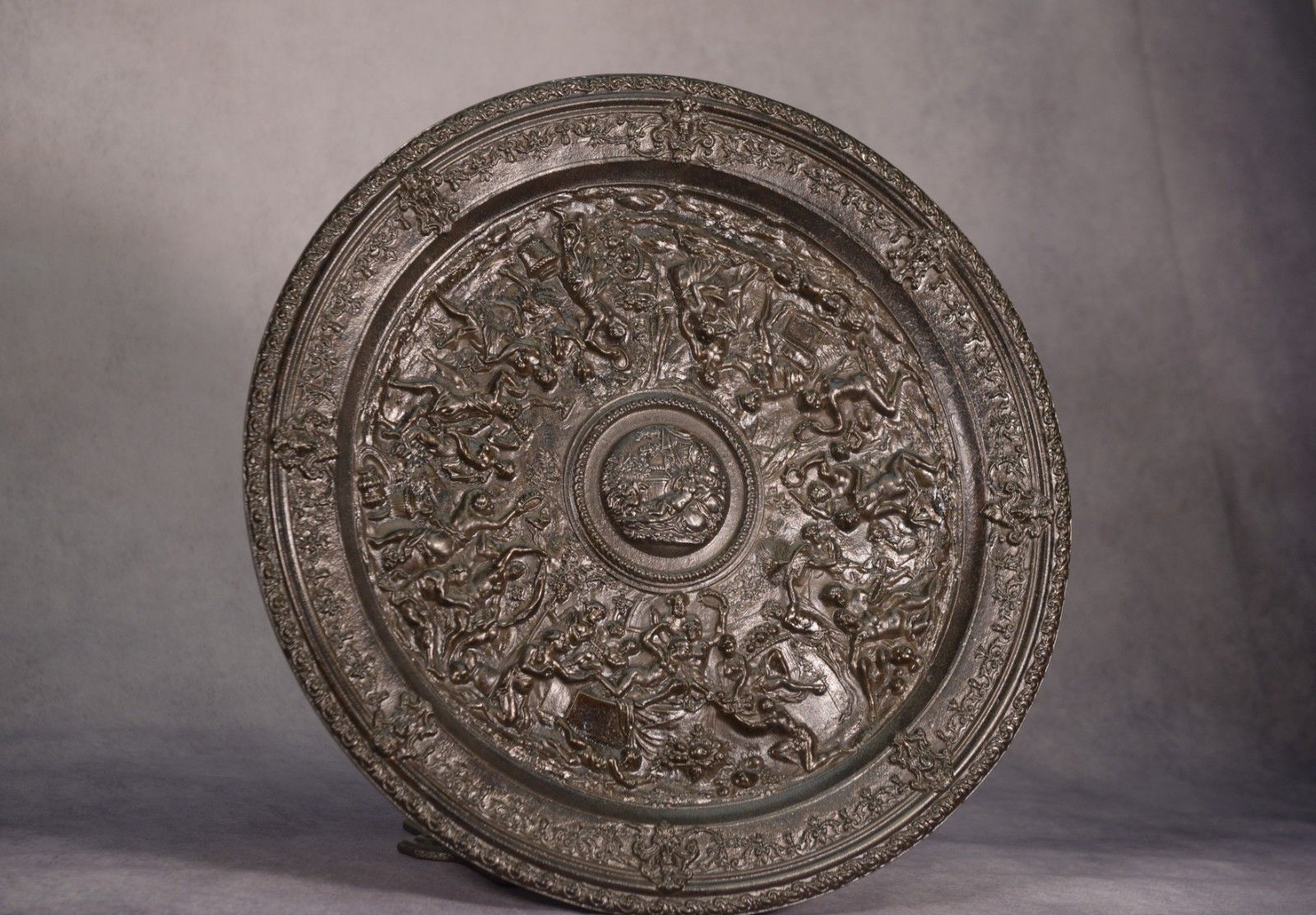 photo furniture Antique Cast Iron Steel Patina Bronze Wall Plate 19th Century