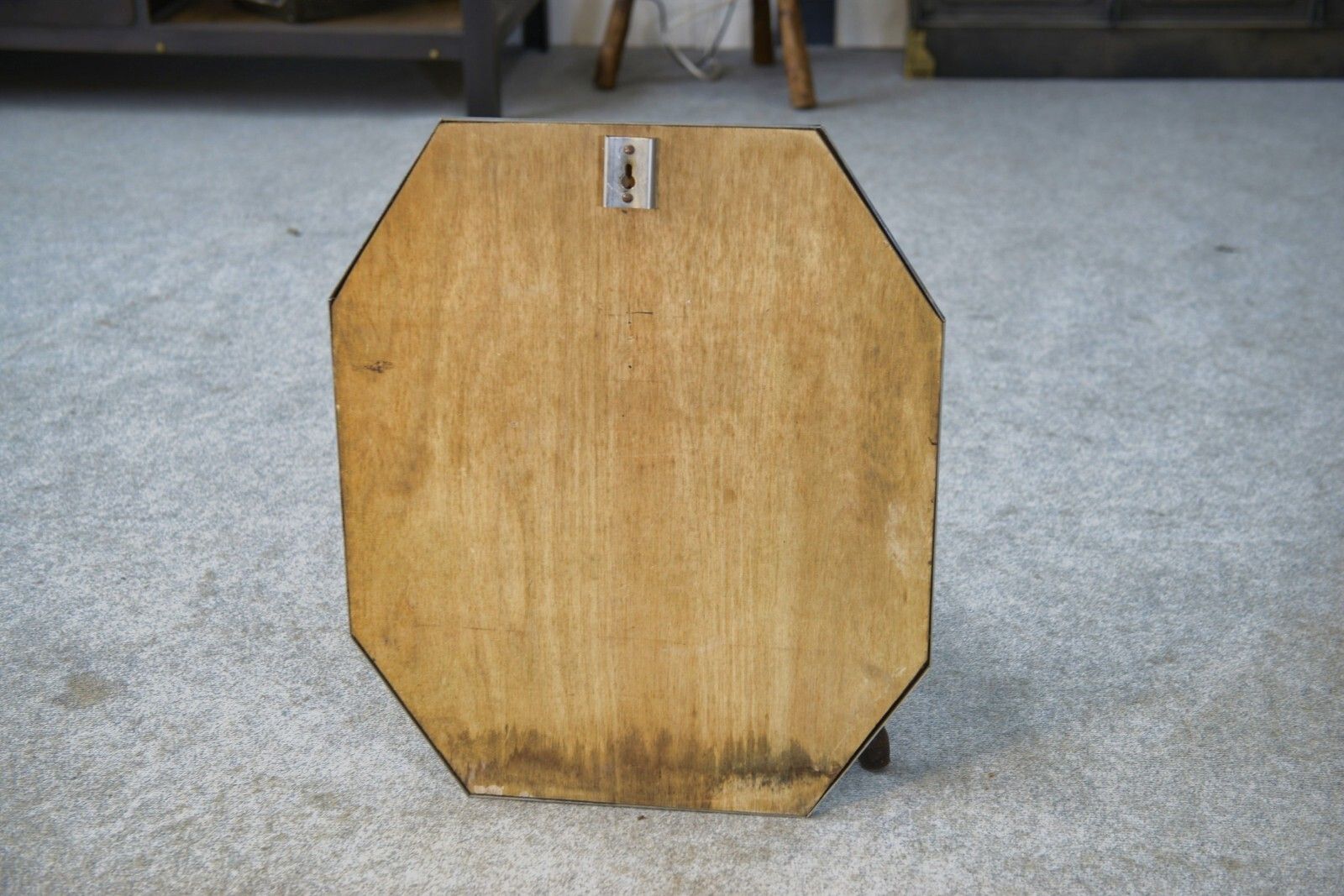 photo for sale Brushed And Chrome Stainless Steel Design Mirror, Beveled Glass 1970's