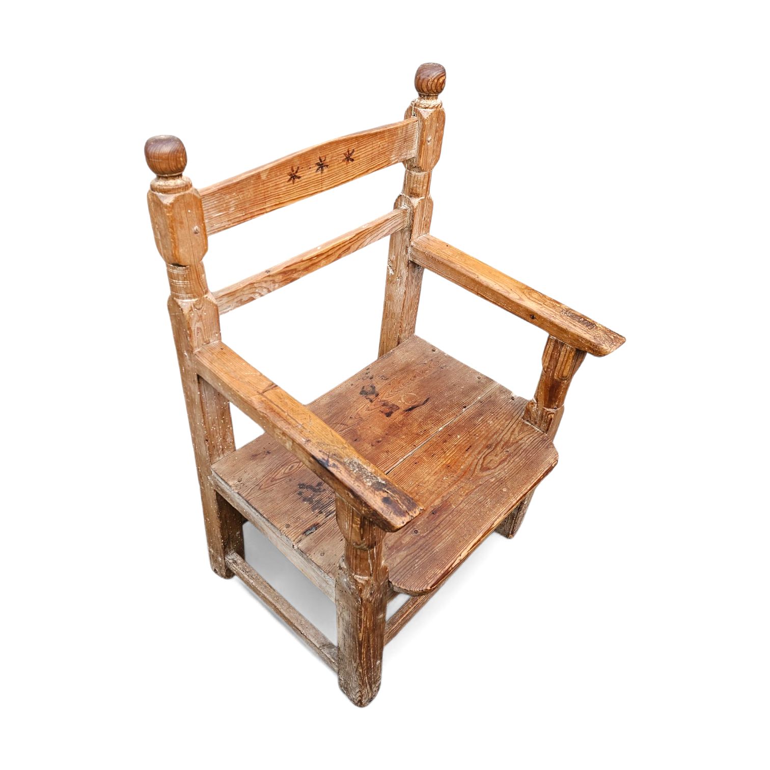 Old Spanish Pine Wood Arm Chair photo vinterior