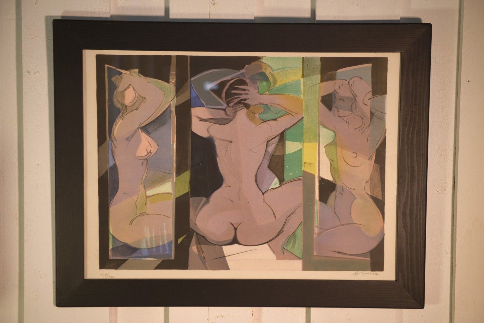 "Three Nudes" Painting/Lithograph By Camille Hilaire, Numbered Artist Proof photo vinterior
