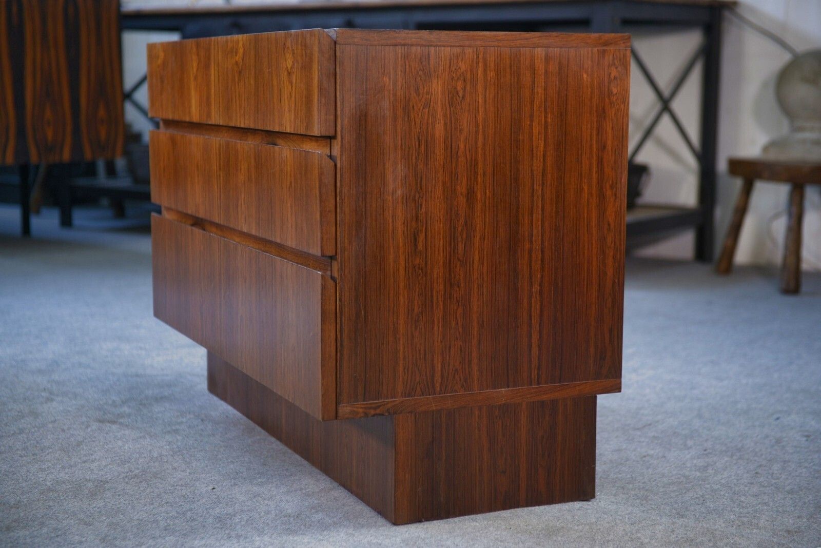 1960's Scandinavian Rosewood 3 Drawer Chest Of Drawers photo vinterior
