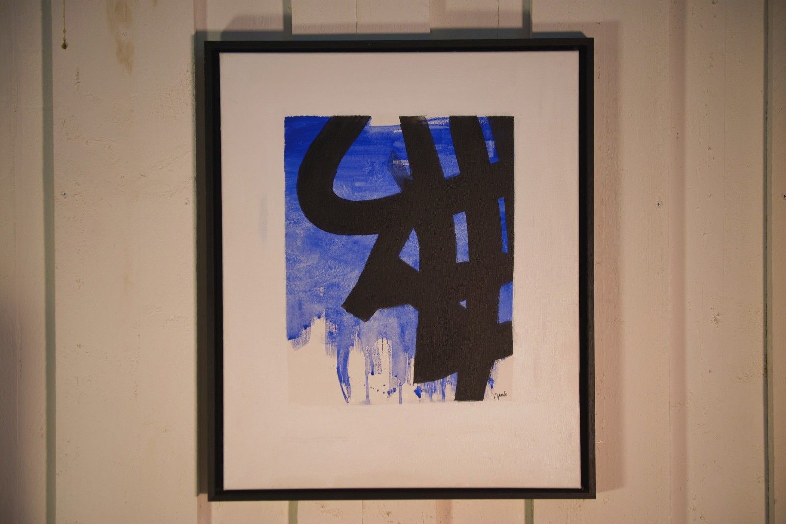 Abstract Painting "Homage To Pierre Soulages" By Lucien Vignolle