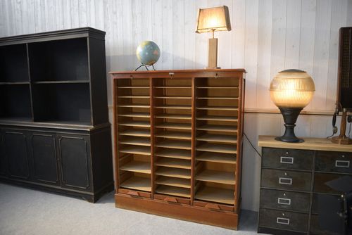 1950's "Au Vieux Chêne" Brand Wooden Shutter Notary Furniture photo vintage
