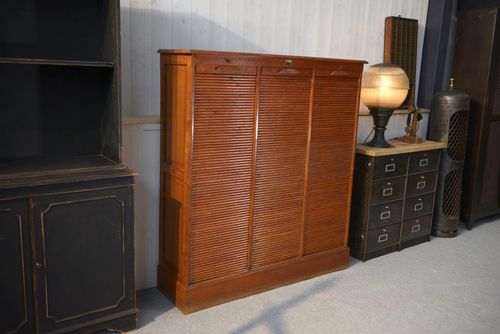 photo furniture 1950's "Au Vieux Chêne" Brand Wooden Shutter Notary Furniture