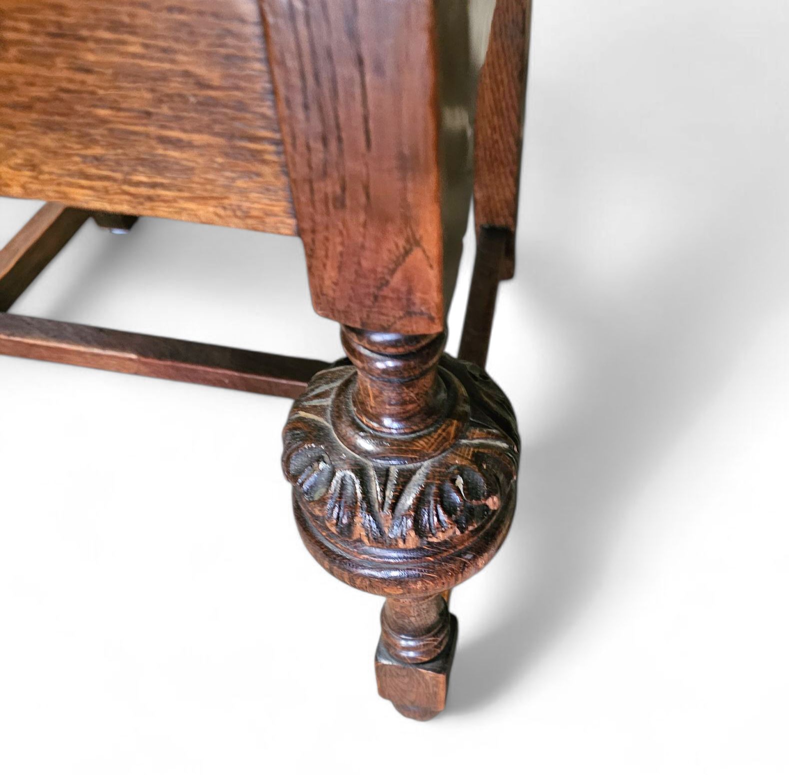 Furniture Jacobean / Tudor Style / Oak Chairs / Green Velvet / 1930s photo