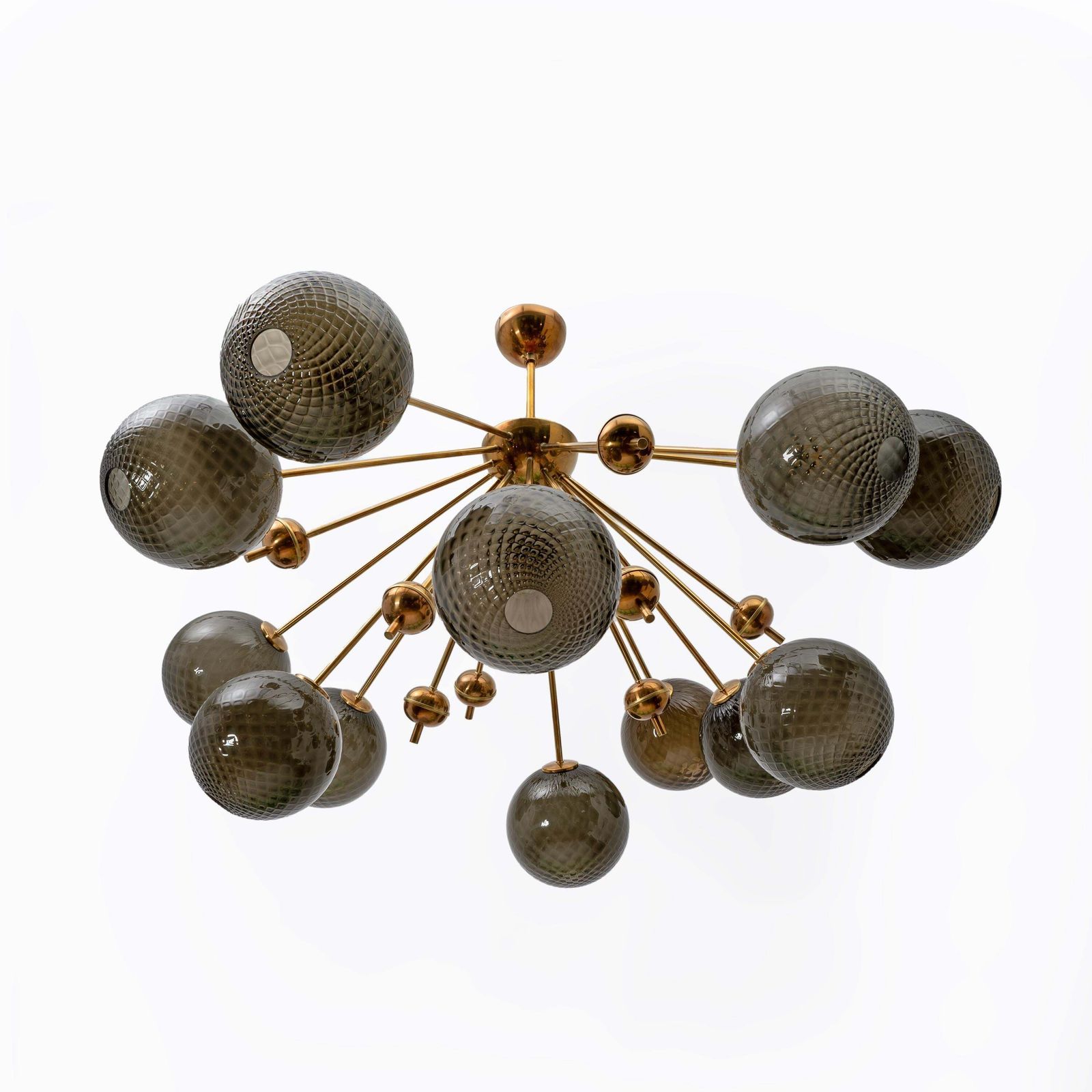 “Galaxy” Chandelier In Brass And Fumé Murano Glass photo 6171.0