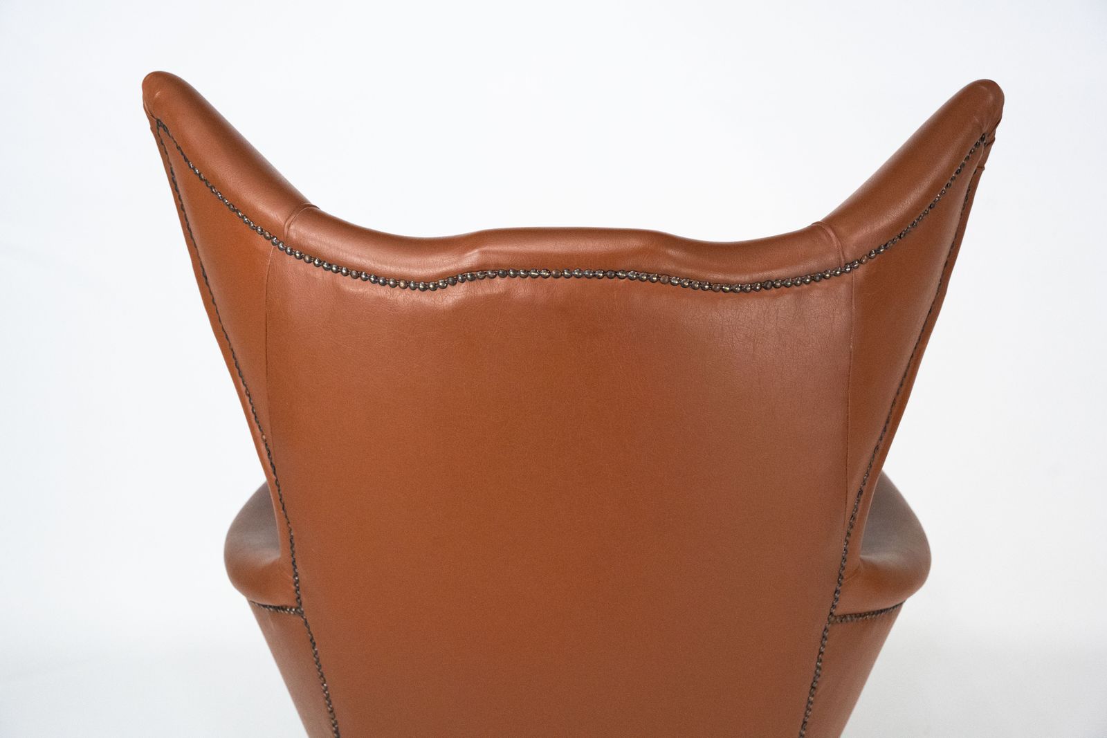 Mid Century Italian Wingback Armchair In Leatherette, 1950s photo vinterior