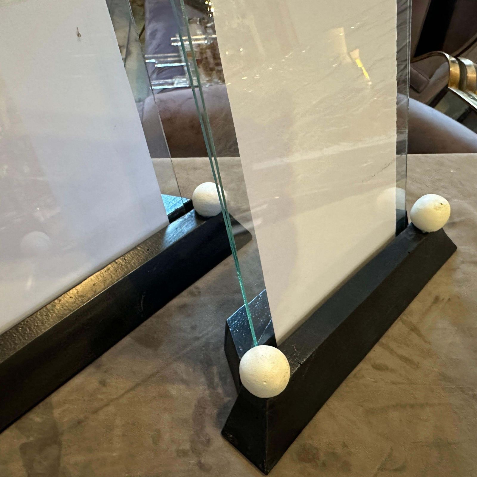 Two Art Deco Black And White Lacquered Wood And Glass French Picture Frames photo 882.0