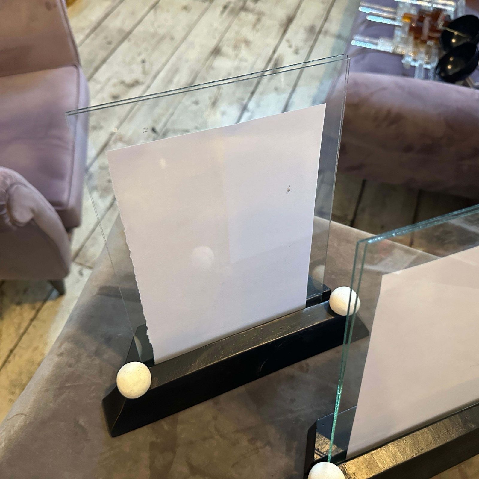 Two Art Deco Black And White Lacquered Wood And Glass French Picture Frames photo vinterior
