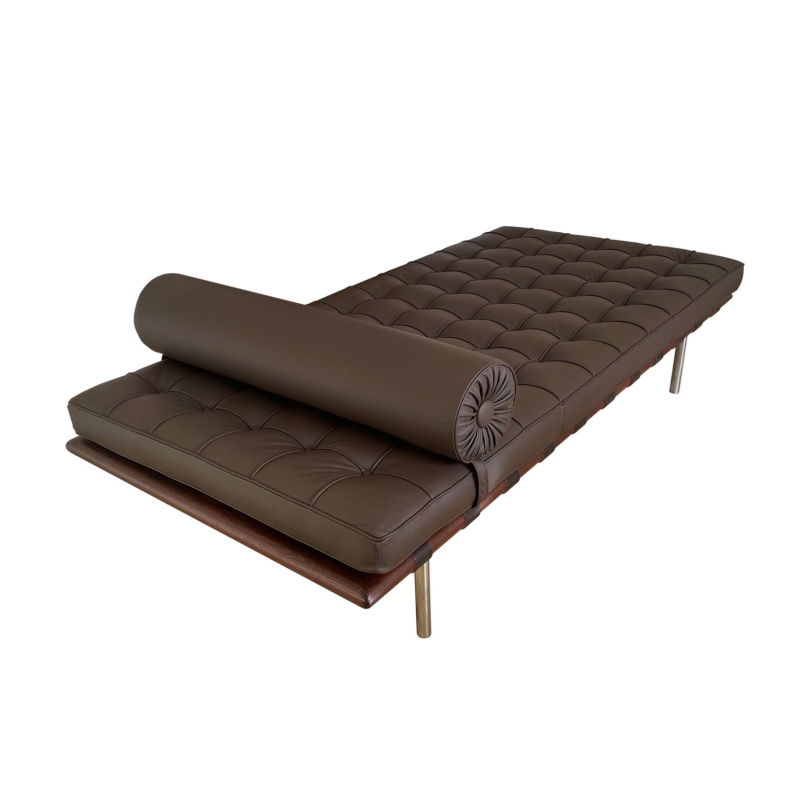 Barcelona Daybed By Ludwig Mies Van Der Rohe For Knoll, 1970s, Restored In Brown Leather photo for sale