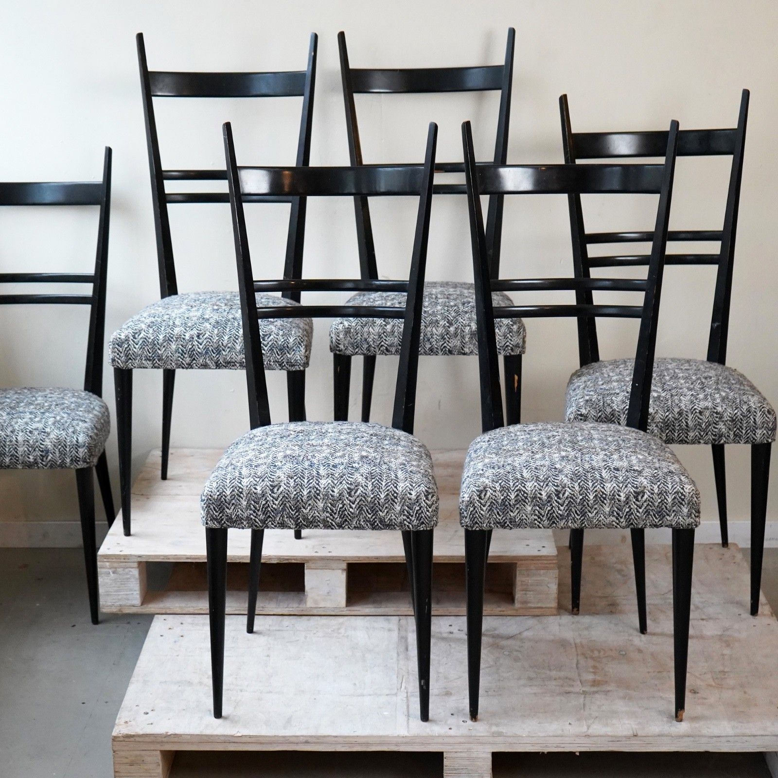 Set Of Six Model "689" High Back Beech Chairs For Ligne Roset, France 1960s