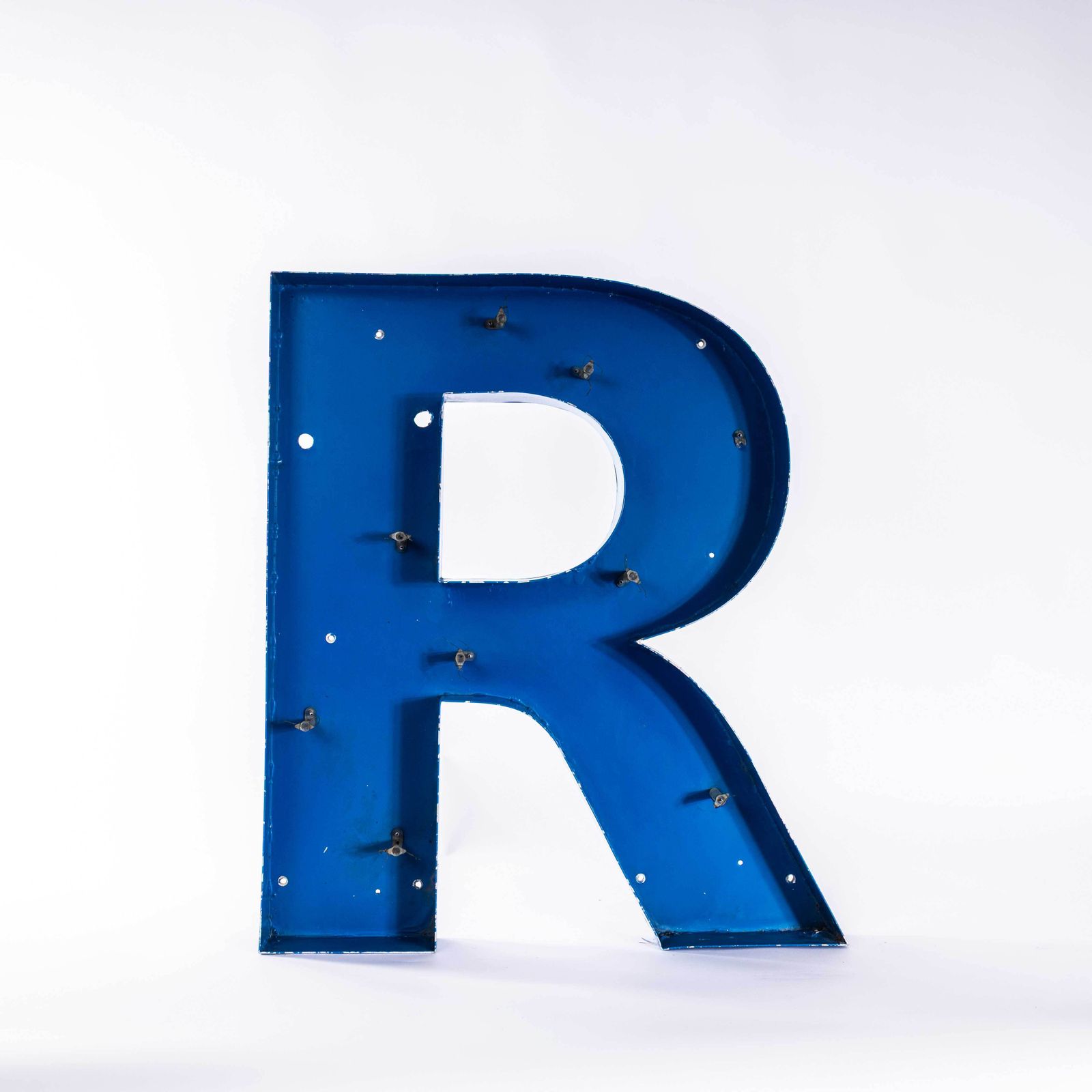 1950's Original Large French Metal Shop Signage Letters   Letter R