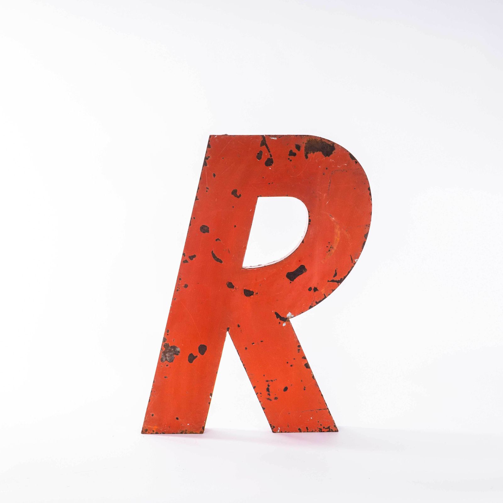 1950's Original Large French Metal Shop Signage Letters   Letter R