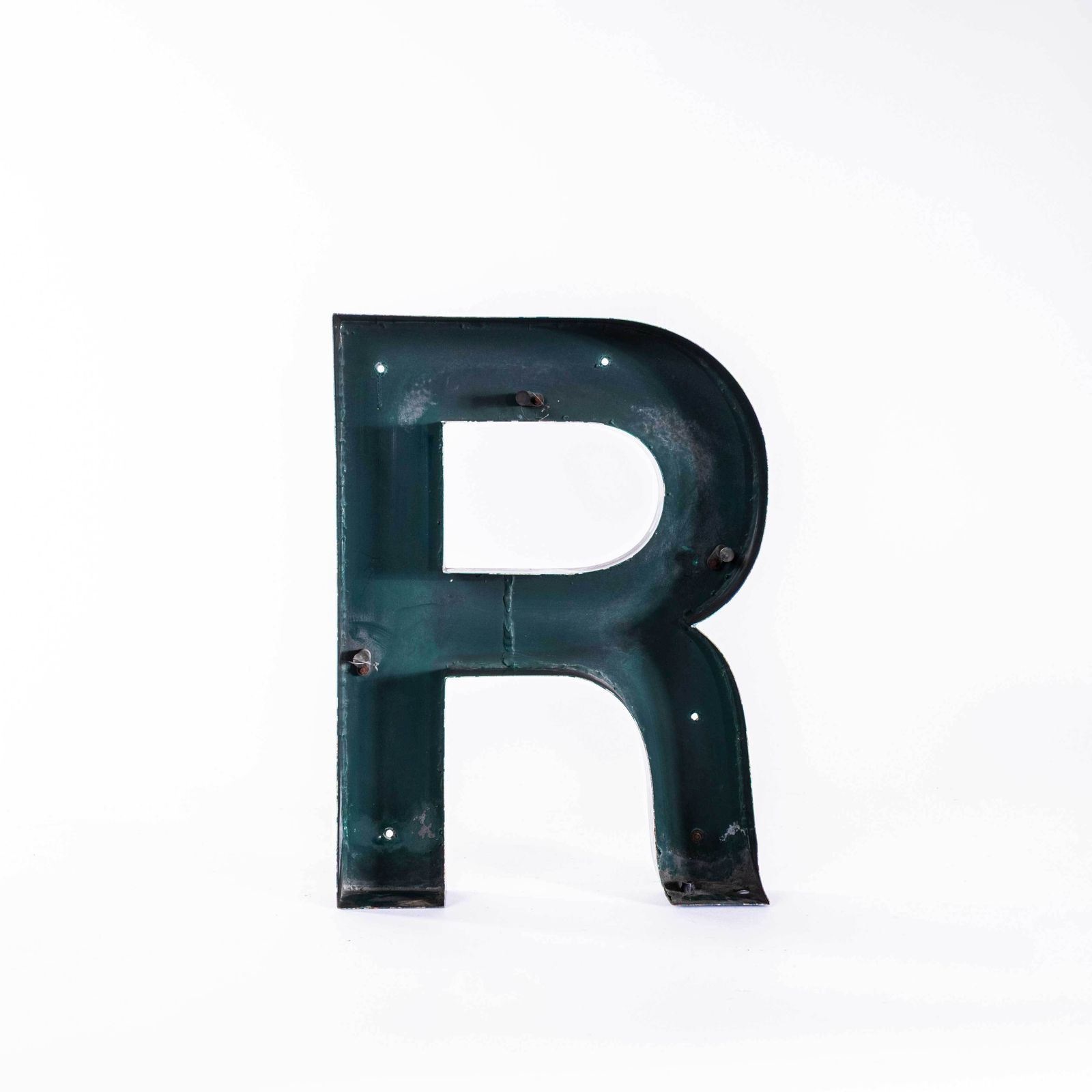 1950's Original Large French Metal Shop Signage Letters   Letter R