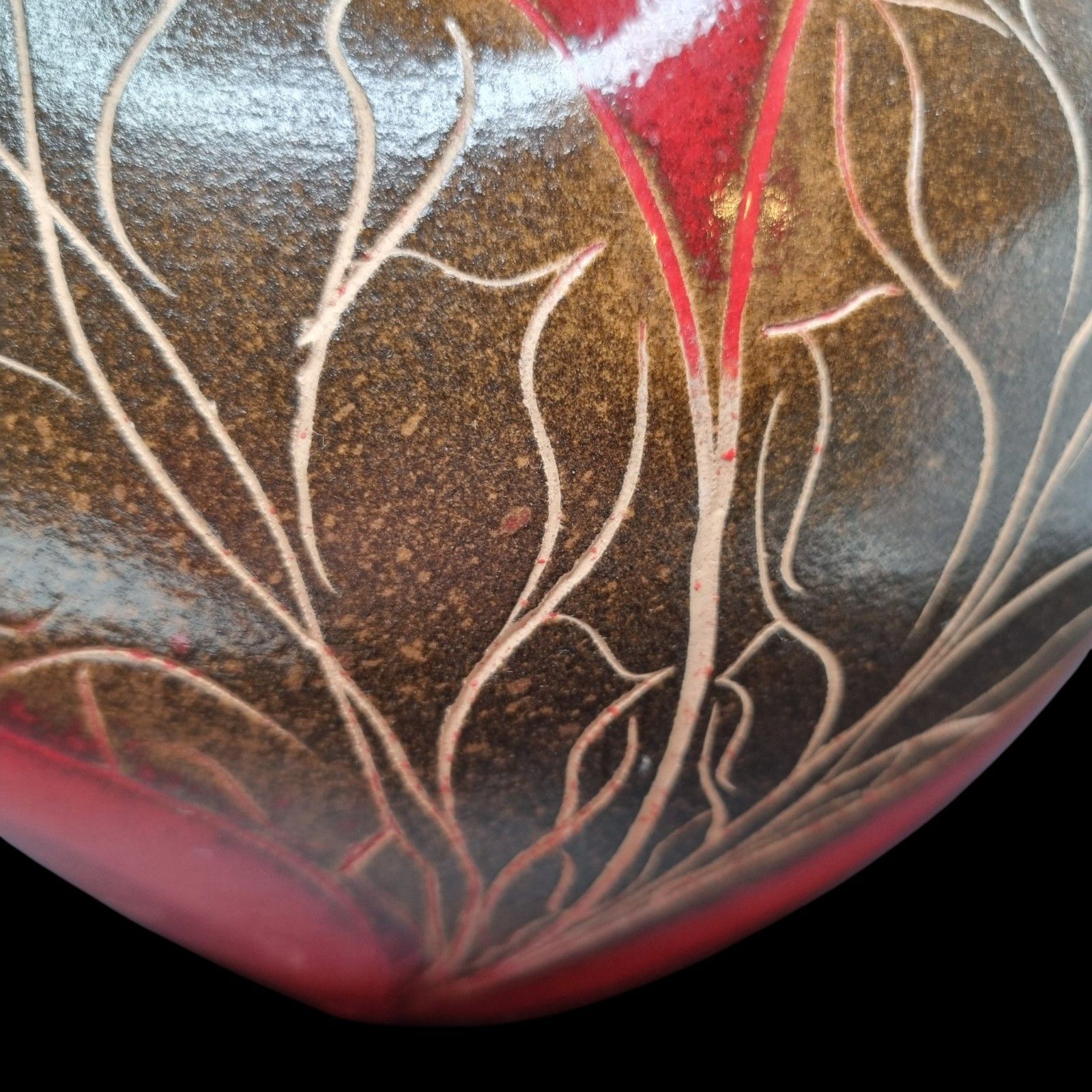 Mid Century 70's Vase Vintage Walter Gerhards Jug Large Bulbous Red Hand Made photo Home Decor