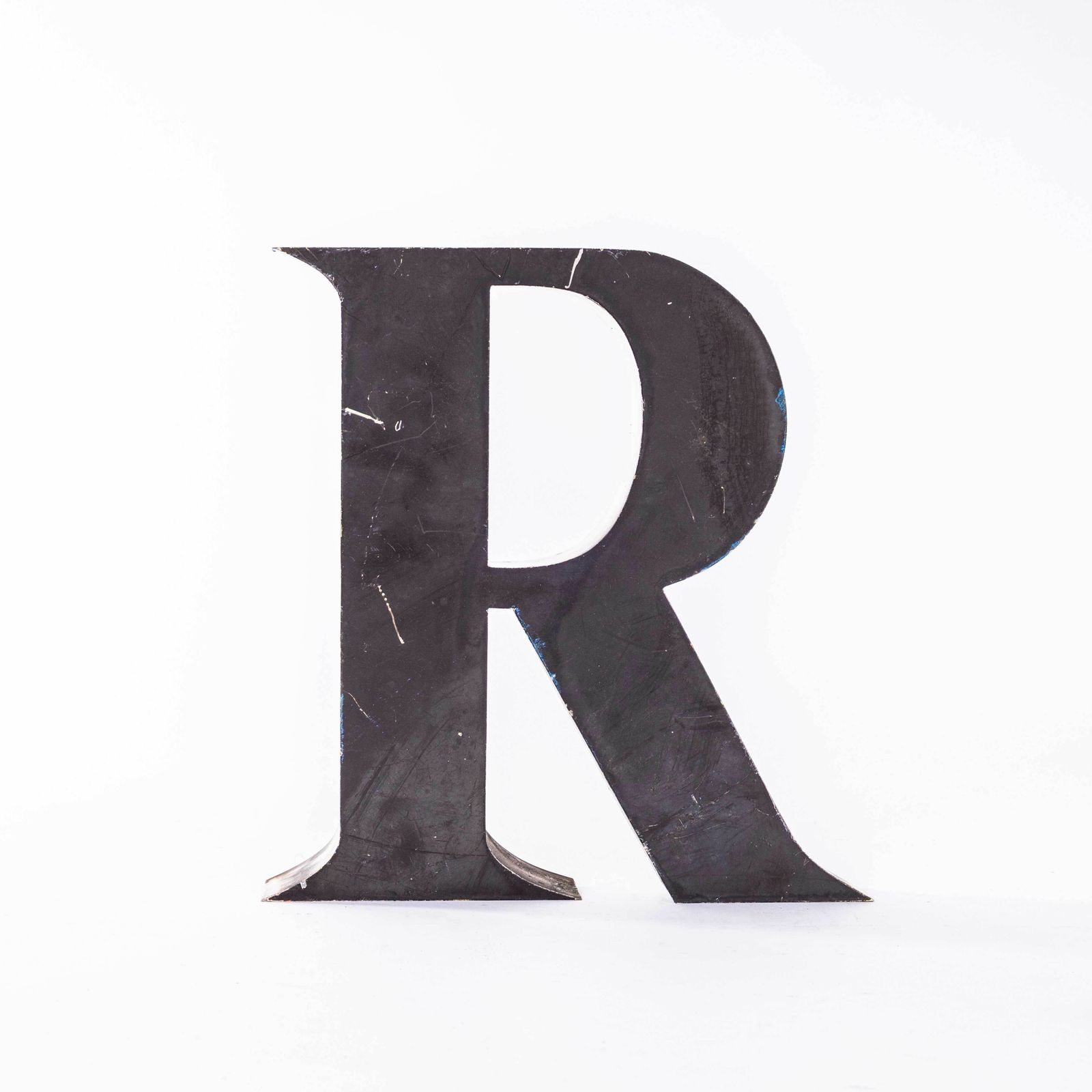 1950's Original Large French Metal Shop Signage Letters   Letter R