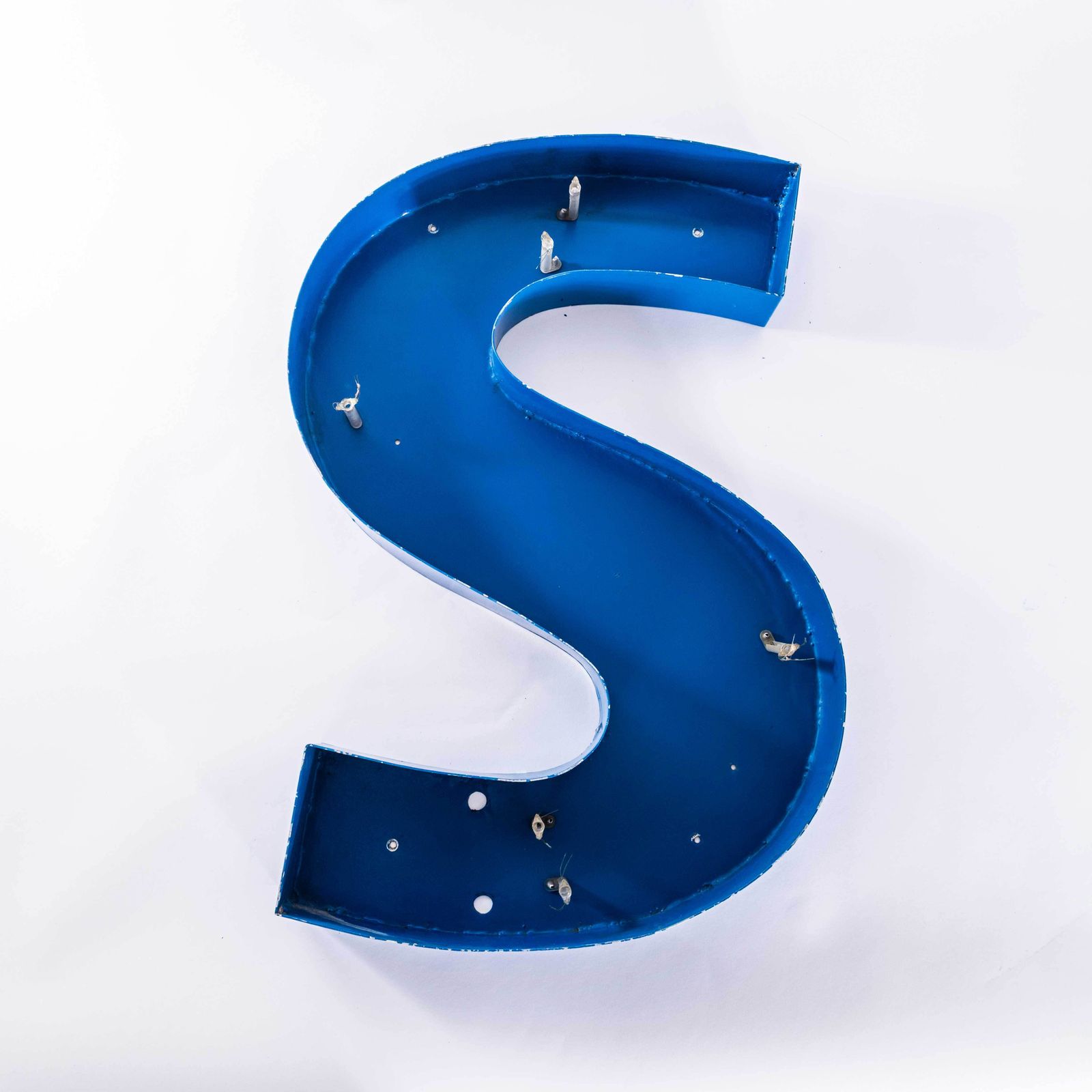 1950's Original Large French Metal Shop Signage Letters   Letter S