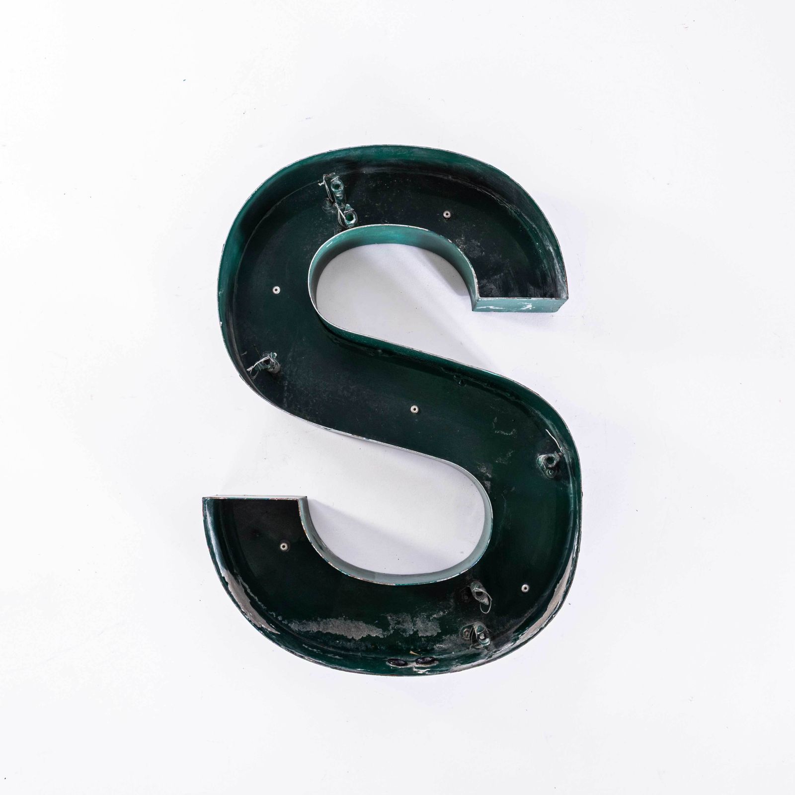 1950's Original Large French Metal Shop Signage Letters   Letter S