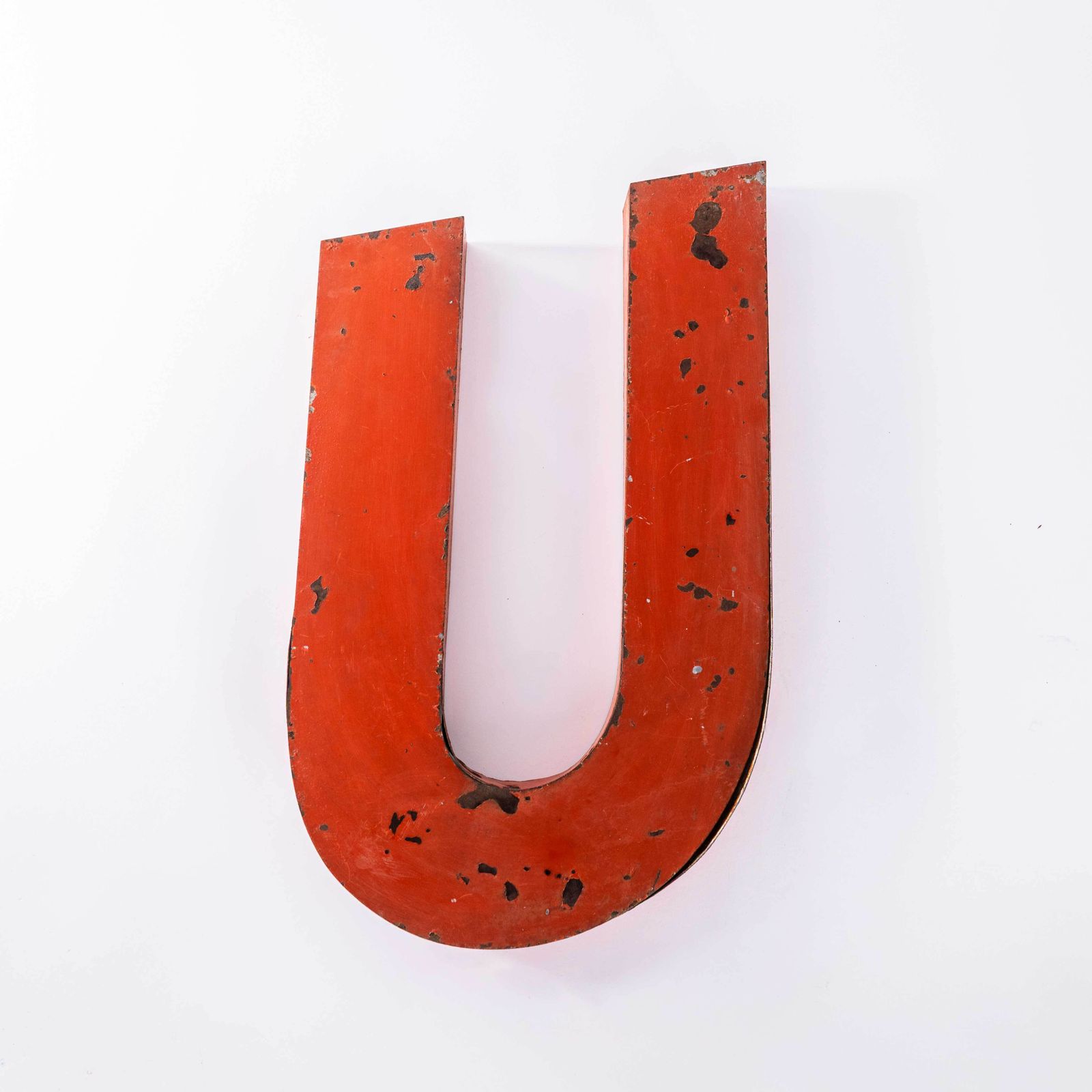 1950's Original Large French Metal Shop Signage Letters   Letter U