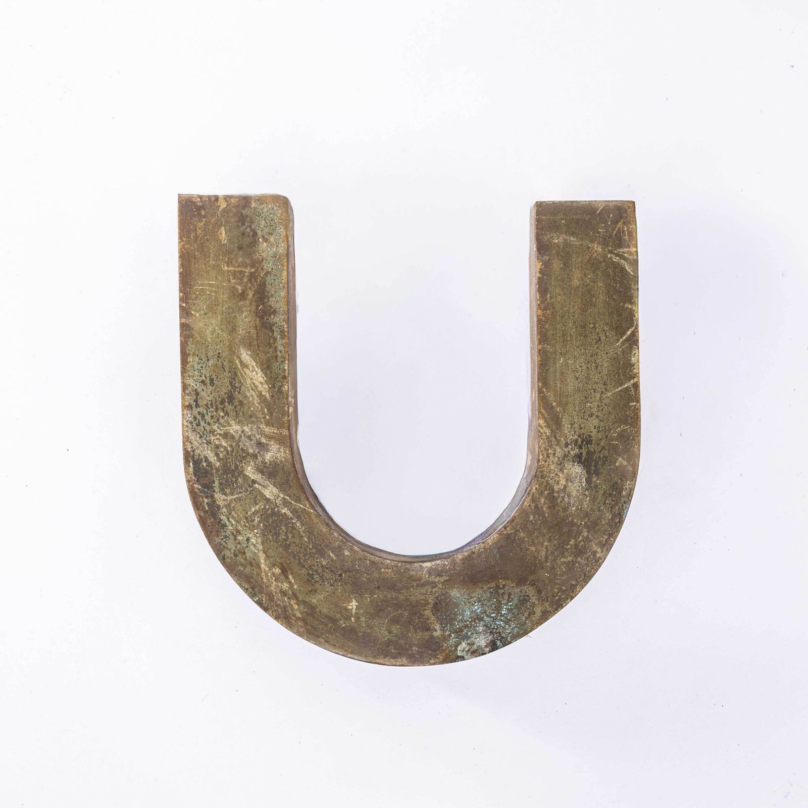 1950's Original Large French Metal Shop Signage Letters   Letter U