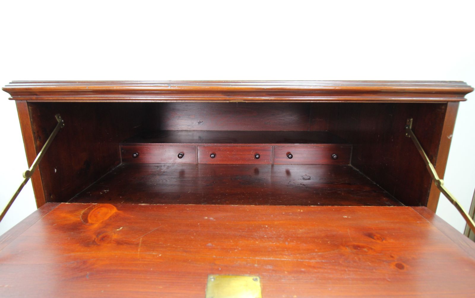 395.0 Large Art Deco Mahogany Secretaire Chest Of Drawers With Drop Front photo