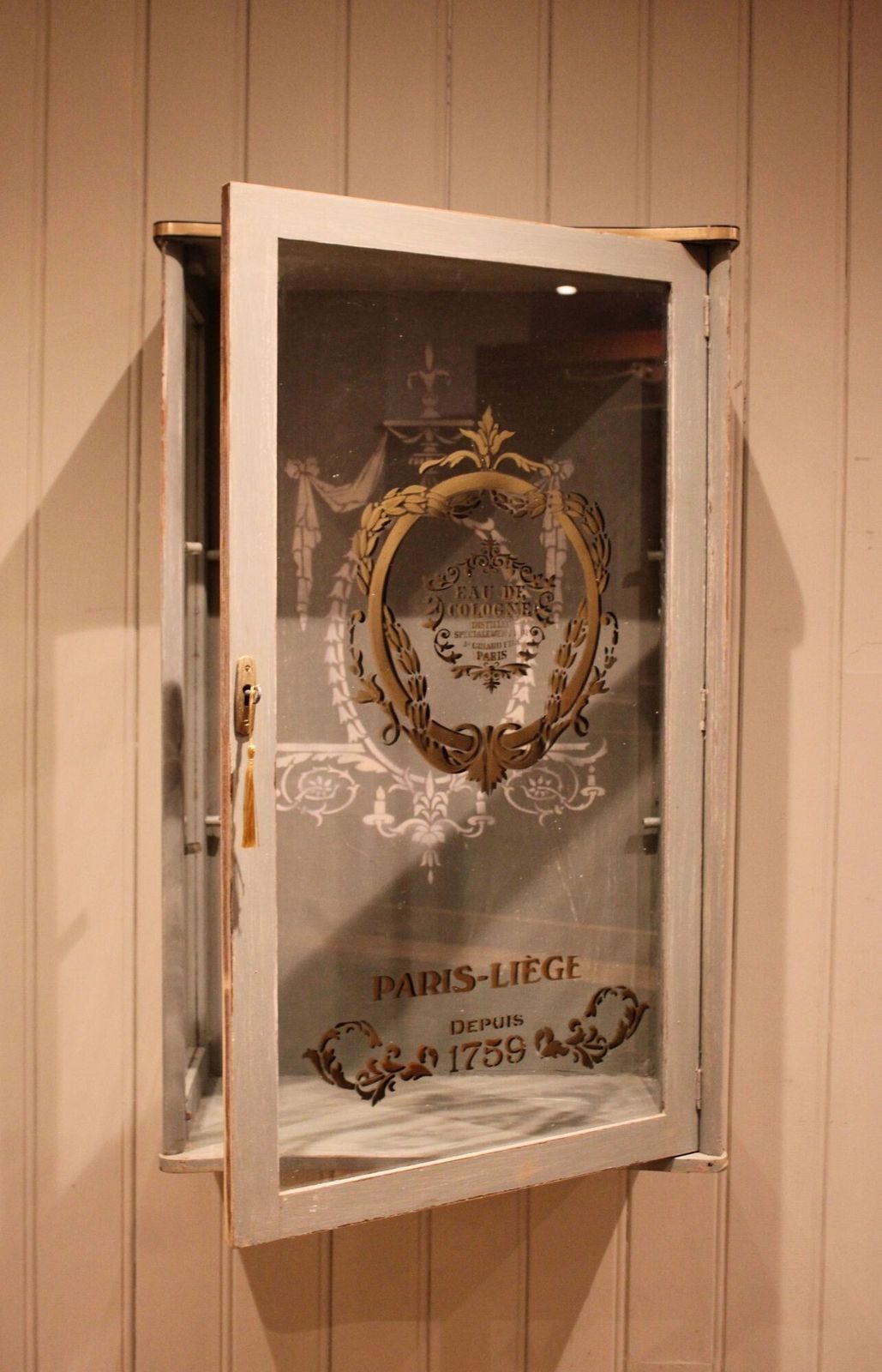 French Sign Written Wall Cabinet photo for sale