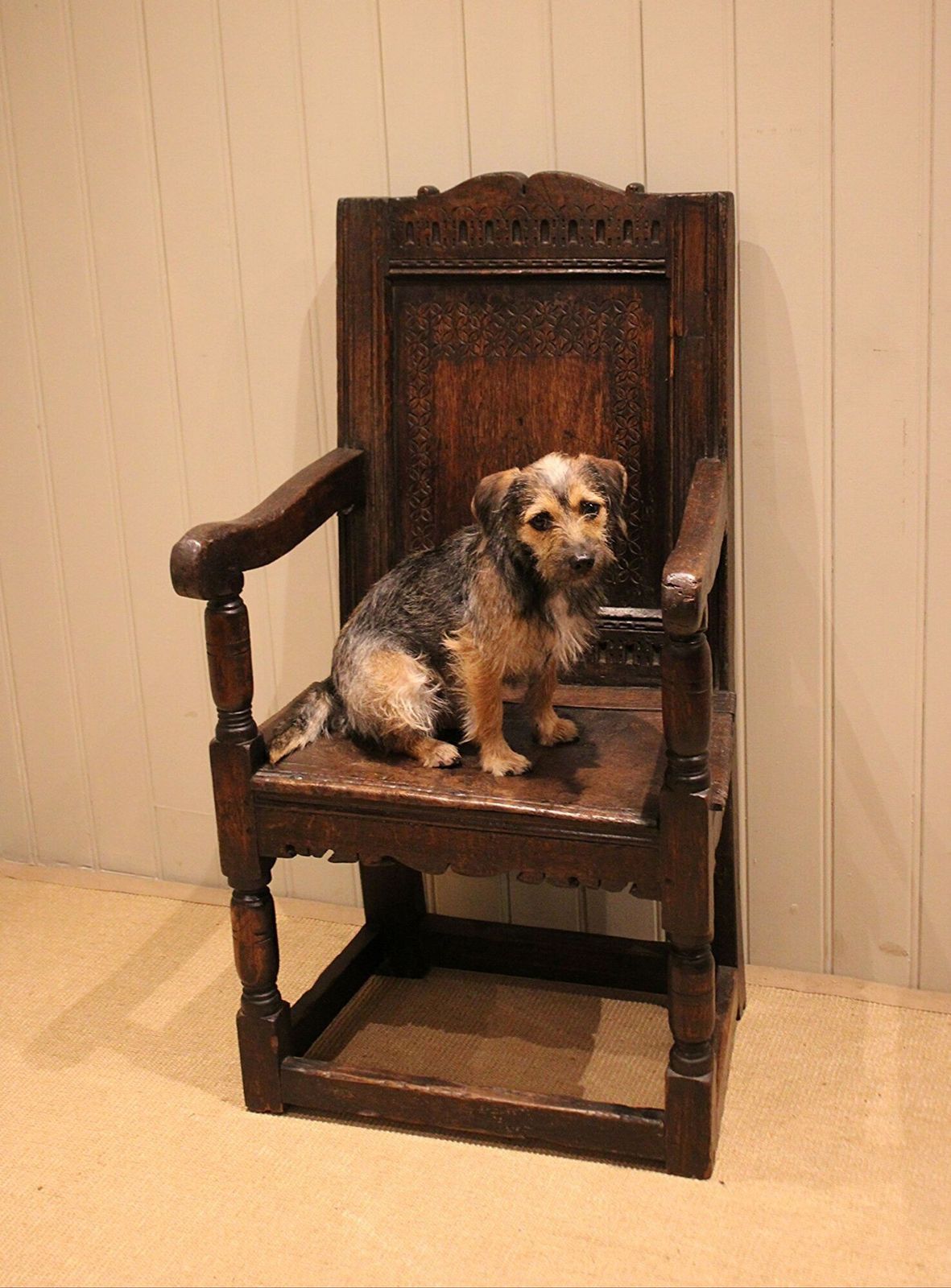 Oak Wainscot Chair, 1800s, Antique photo 590.0