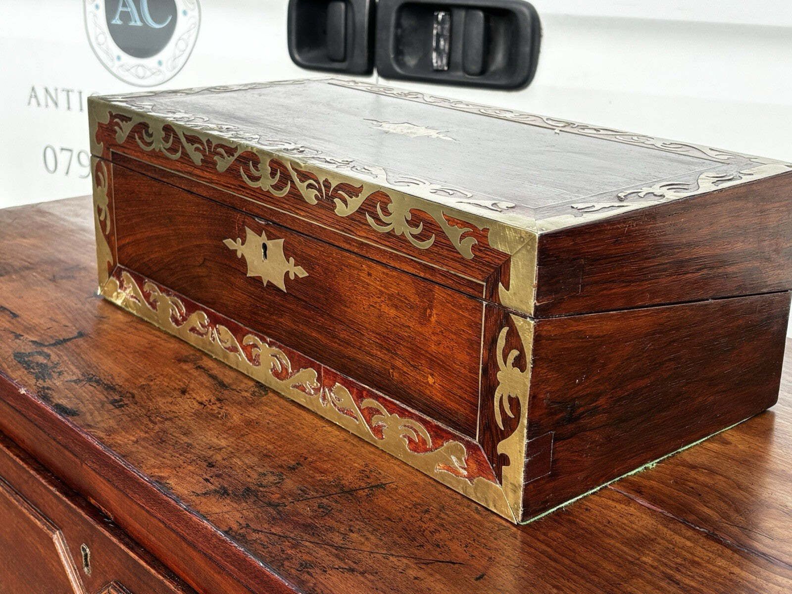 Victorian Boulle & Mahogany Writing Box With Fitted Interior, Secret Drawers. photo Home Decor
