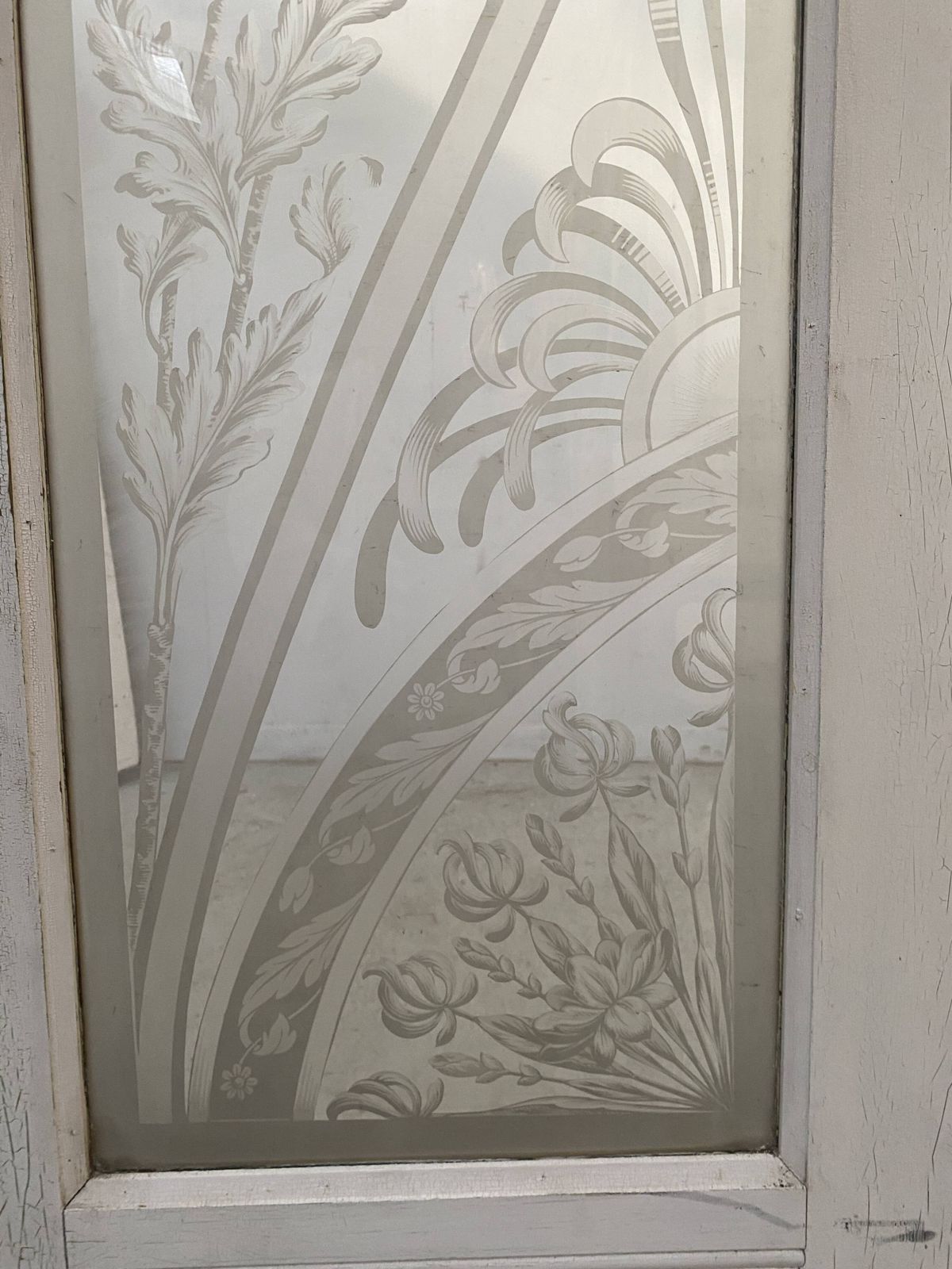 Double Dividing Door In Wood And Etched Glass, 20th Century photo furniture