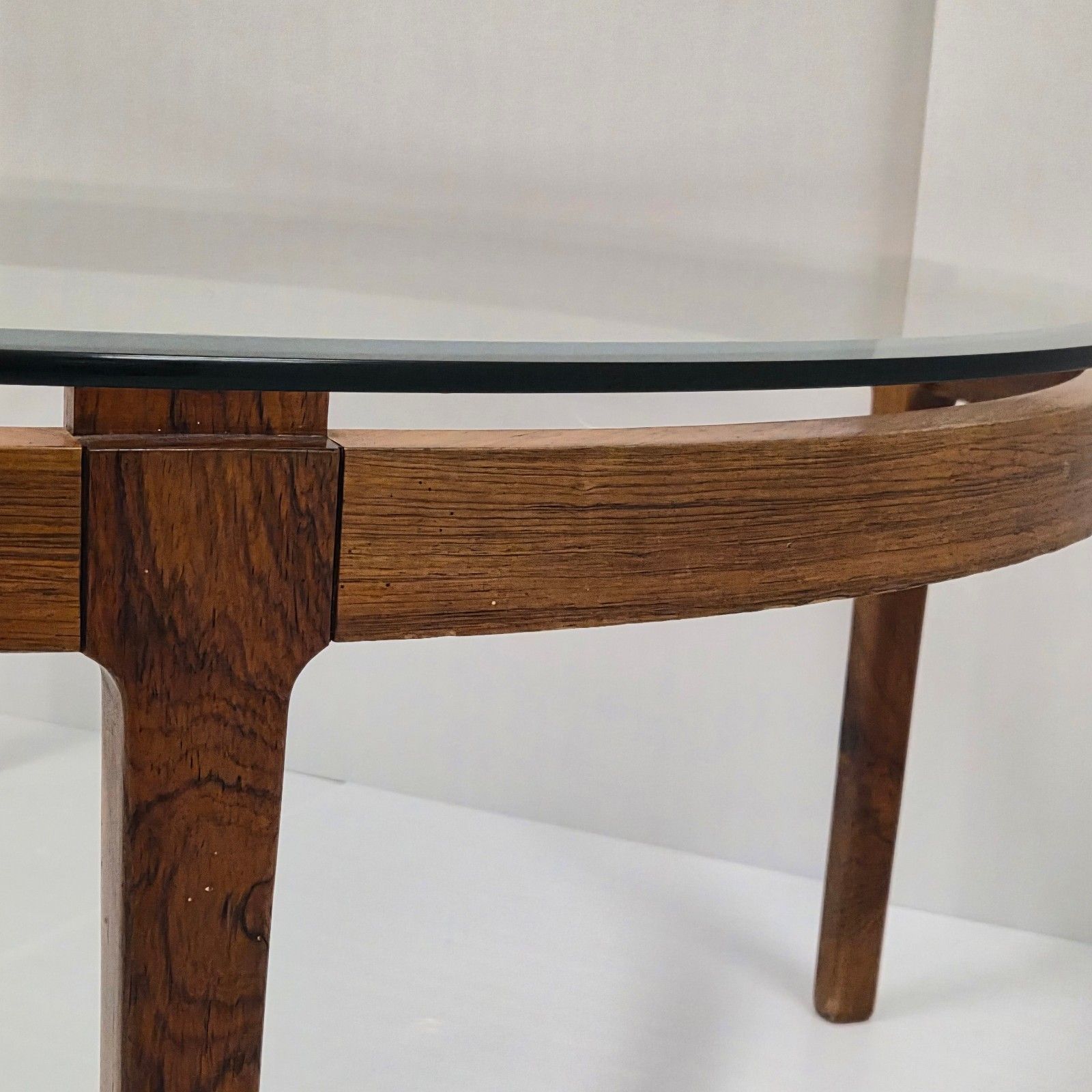 Important Vintage 1960 Scandinavian Coffee Table Teak & Rosewood 110cm Diameter photo vintage