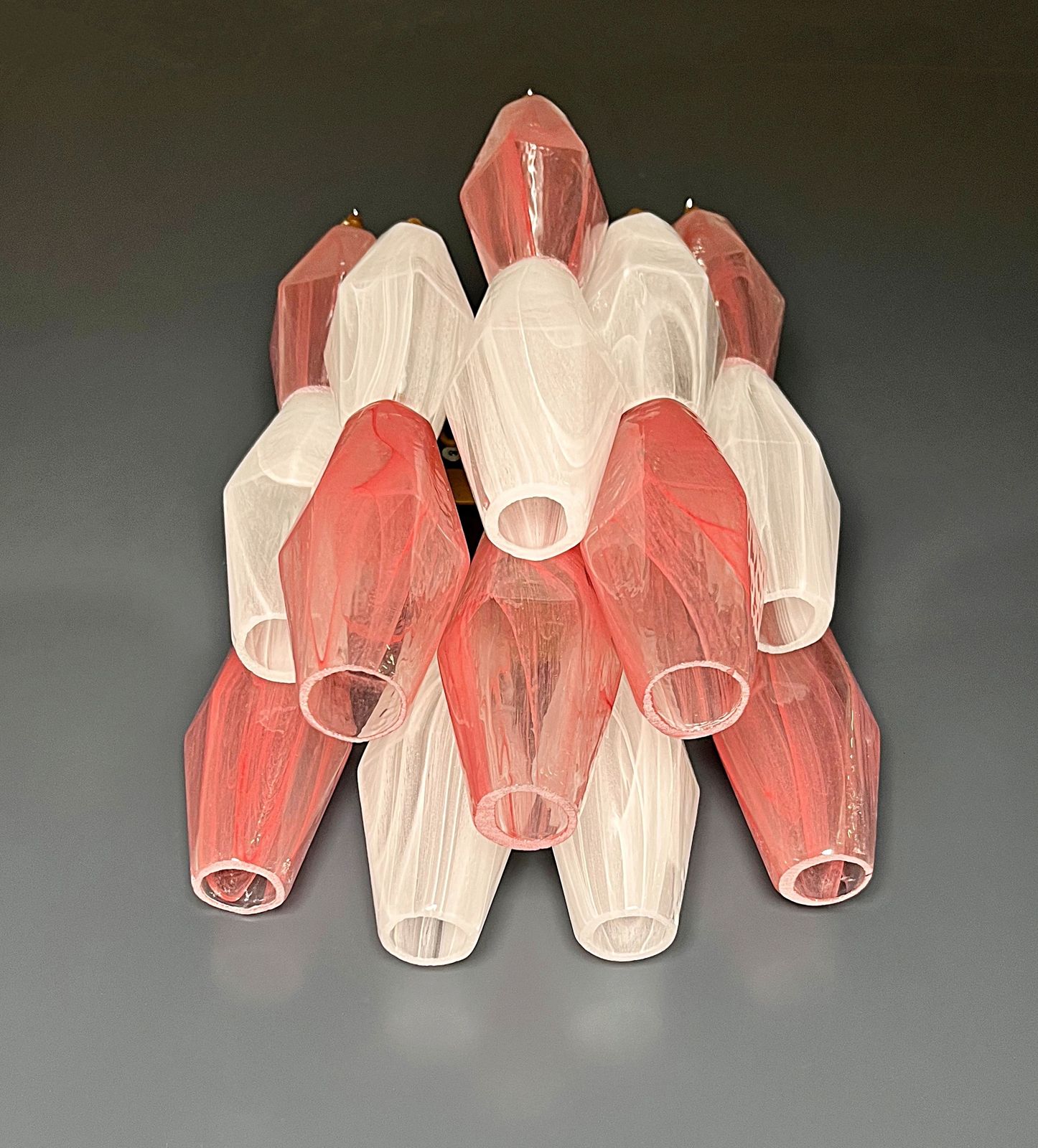 photo furniture Vintage Murano Italian Poliedri White And Pink Albaster Wall Sconces