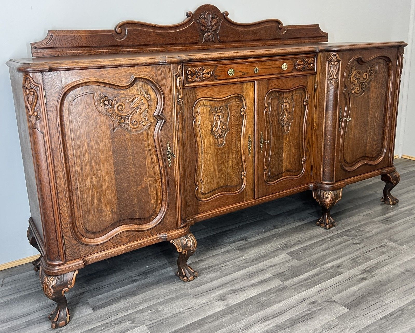 Sideboard Vintage French Buffet Oak Carved Cabinet Ornate Cupboard Lot 4510 photo furniture