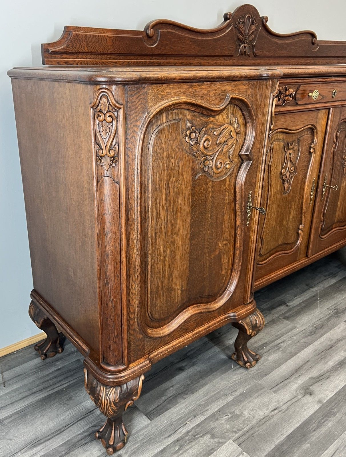 Sideboard Vintage French Buffet Oak Carved Cabinet Ornate Cupboard Lot 4510 photo 1499.0