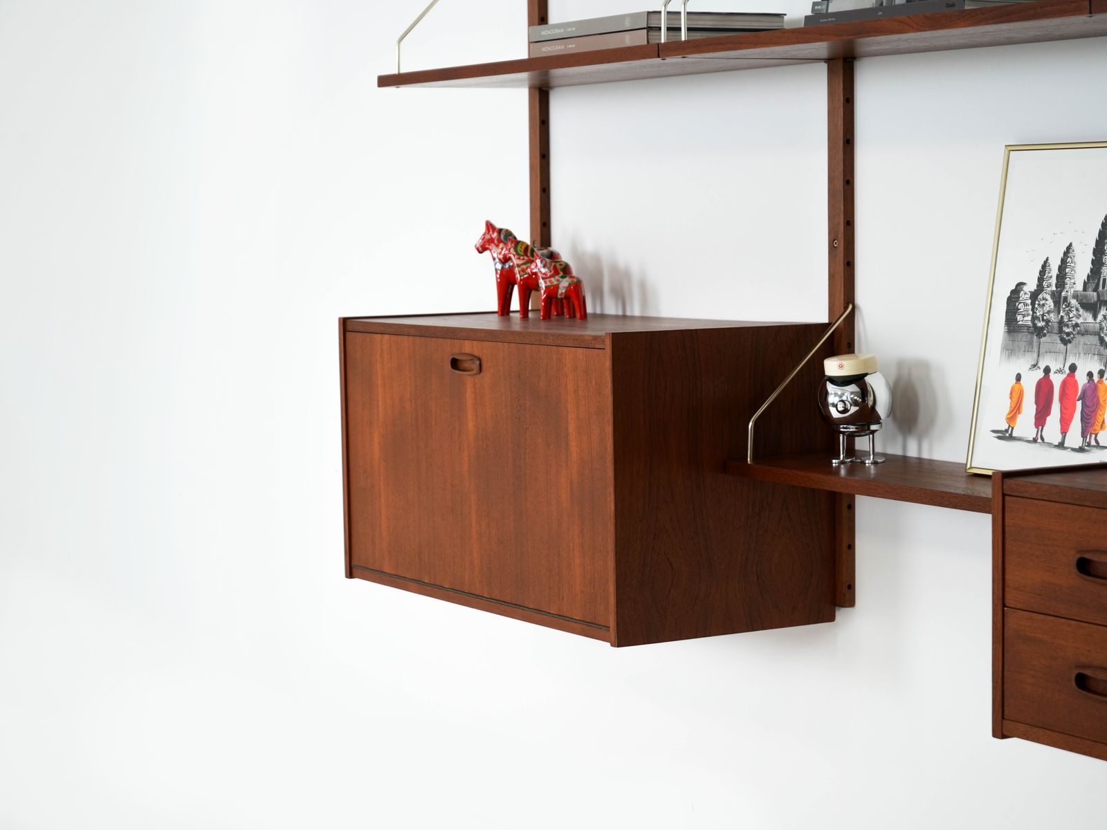 Teakhouten Wandmeubel, Deens Design, Jaren 1960, Vervaardigd In Denemarken photo 2229.0