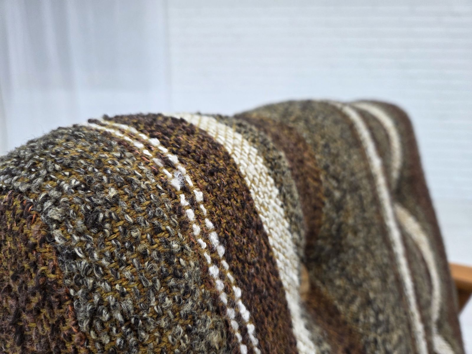 1970s, Danish Armchair, Beech Wood, Furniture Wool Fabric. photo for sale