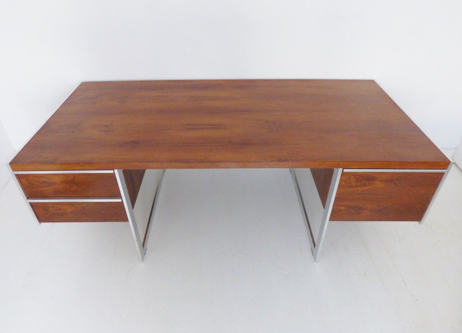 Stunning Vintage Miller Design Associates Rosewood & Chrome Desk 1970's photo for sale