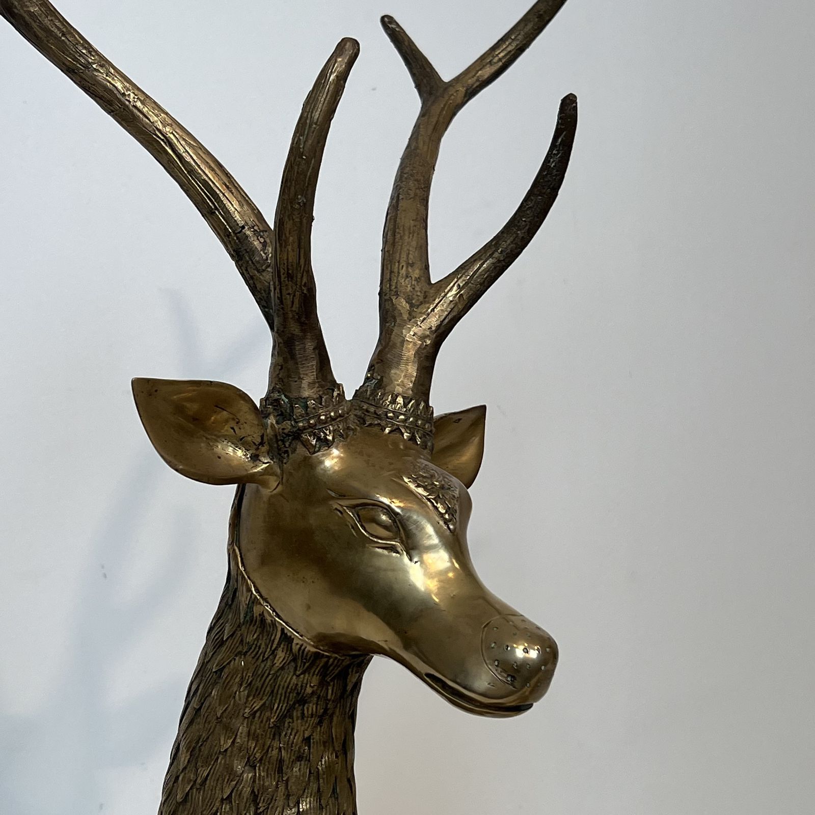 Important Bronze Stag Reclining Engraved With Shamanic Motifs photo vintage