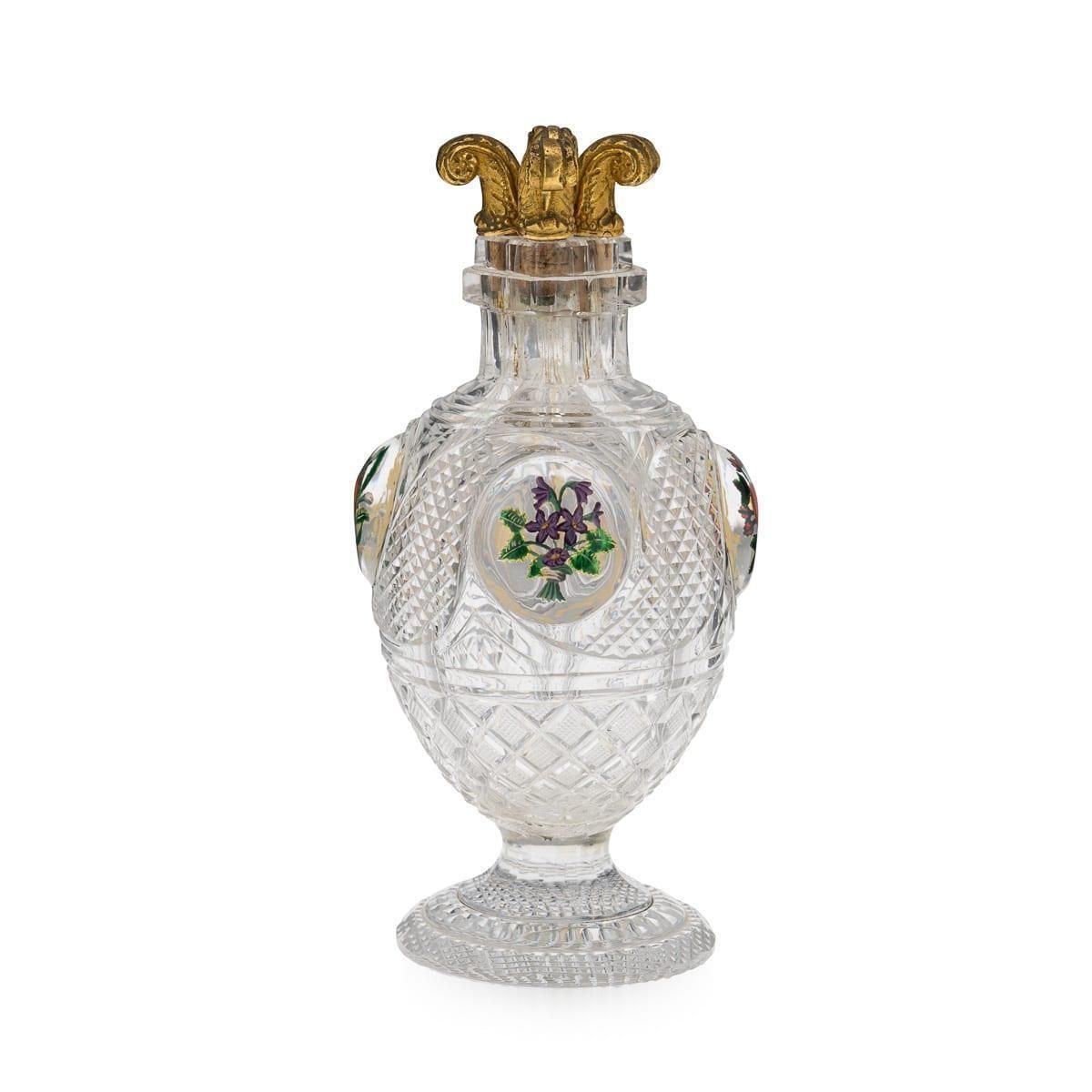 Antique 19thc French Baccarat Four Chamber Divided Enamel And Ormolu Scent Bottle photo Home Decor