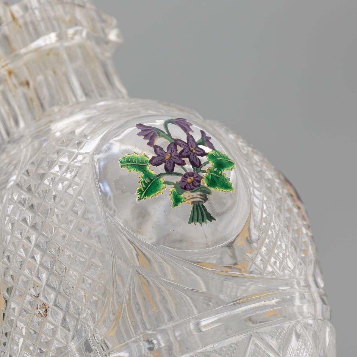 photo vinterior Antique 19thc French Baccarat Four Chamber Divided Enamel And Ormolu Scent Bottle