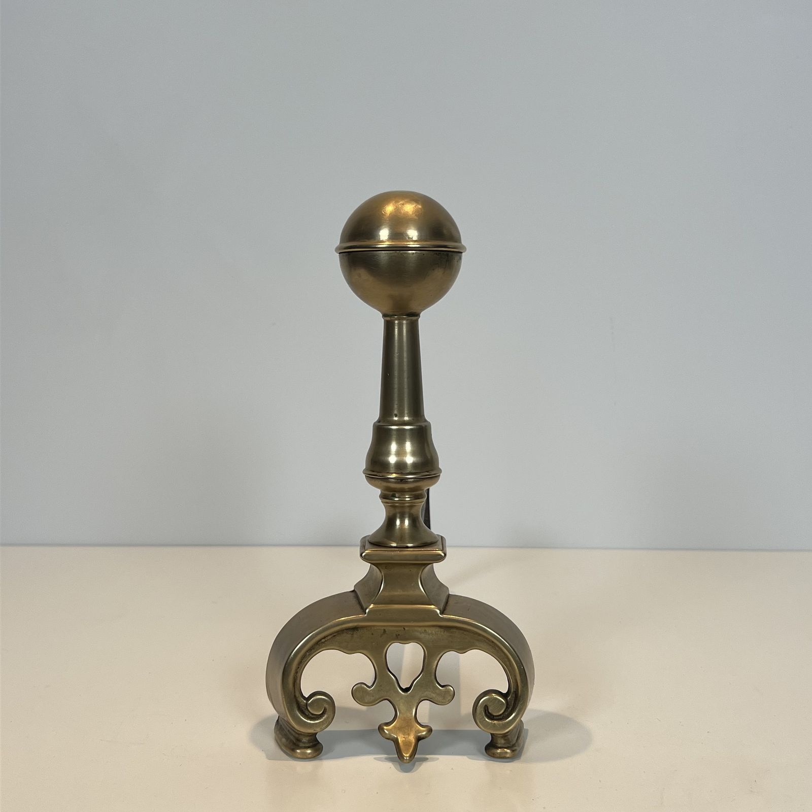 Pair Of Brass Andirons, 1900s, Antique photo buy