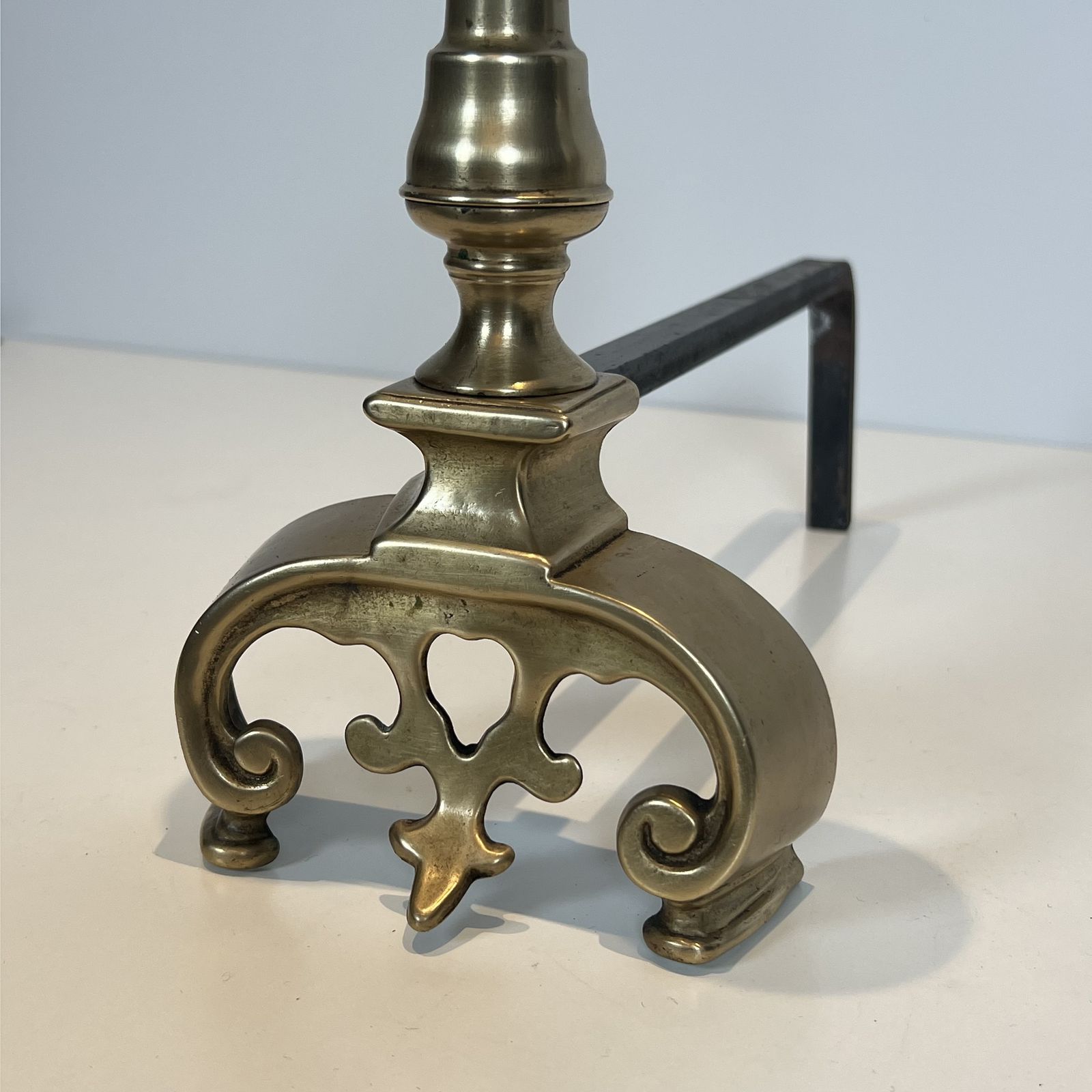 photo for sale Pair Of Brass Andirons, 1900s, Antique